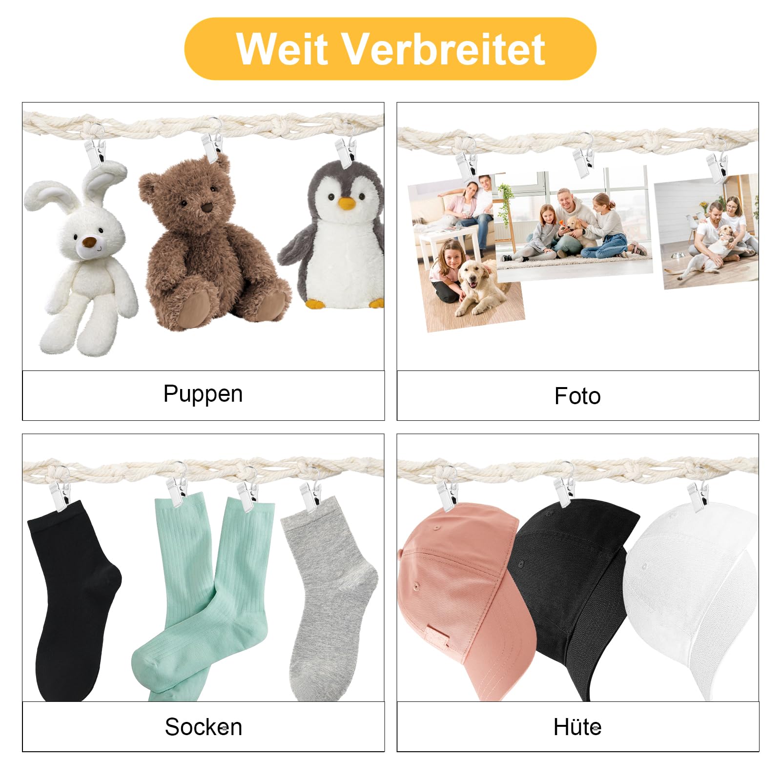 APOMOONS Supporto per Animali di Peluche da Appendere con 20 Mollette in Metallo, Decorazione per La Cameretta dei Bambini, Porta Peluche per Appendere Cappelli, Calze, Biglietti di Natale