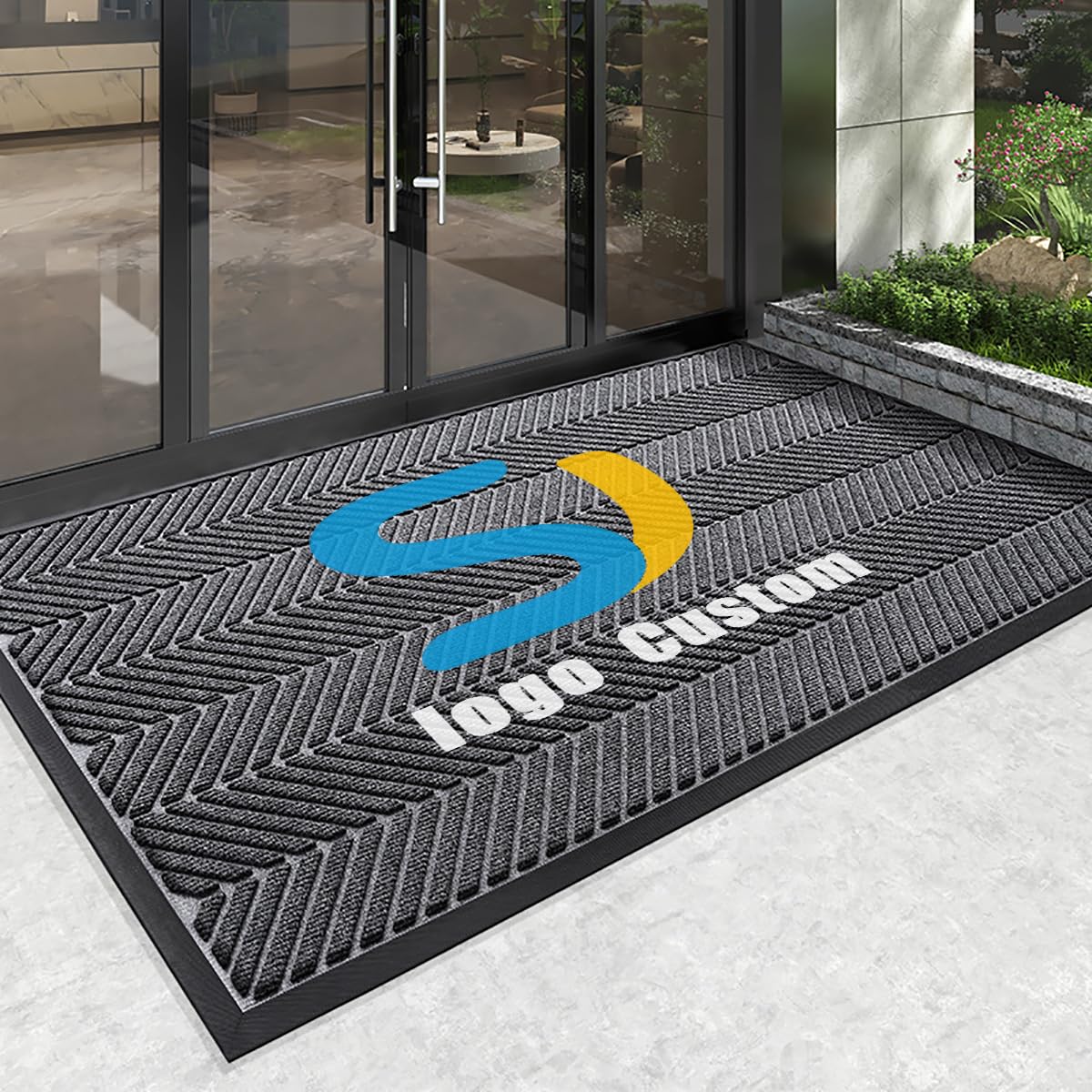 Tapis Personnalisé Entrée Paillasson Intérieur ou Extérieur Personnalisable Famille avec Logo et Texte Antidérapant et Absorbant pour Maison, Porte de Bienvenue (90×60 cm)