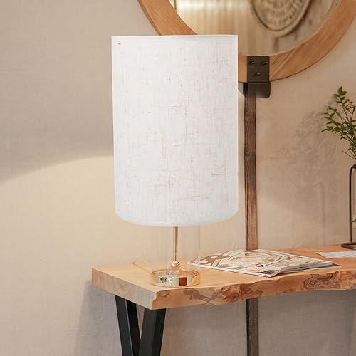 Miniatura 3 de Zerodeko Pantalla de lámpara de lino, pantalla de tambor de tela alta, con clip, cubierta de luz, pantalla cilíndrica, protector de lámpara de