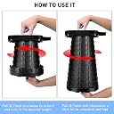 MINAG,Square Portable Stool - Lightweight Yet Sturdy with 400lbs Load Capacity, Upgraded Foldable for Camping, Fishing, Hiking, BBQ (Black) gallery image