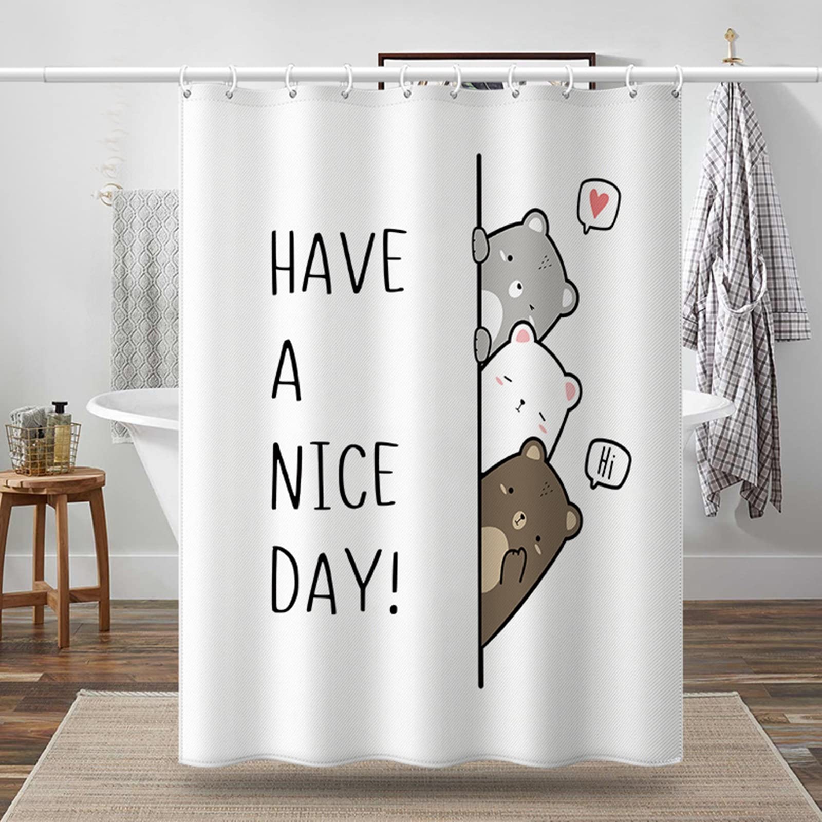 Rideau douche trois ours mignons anti moisissure en polyester