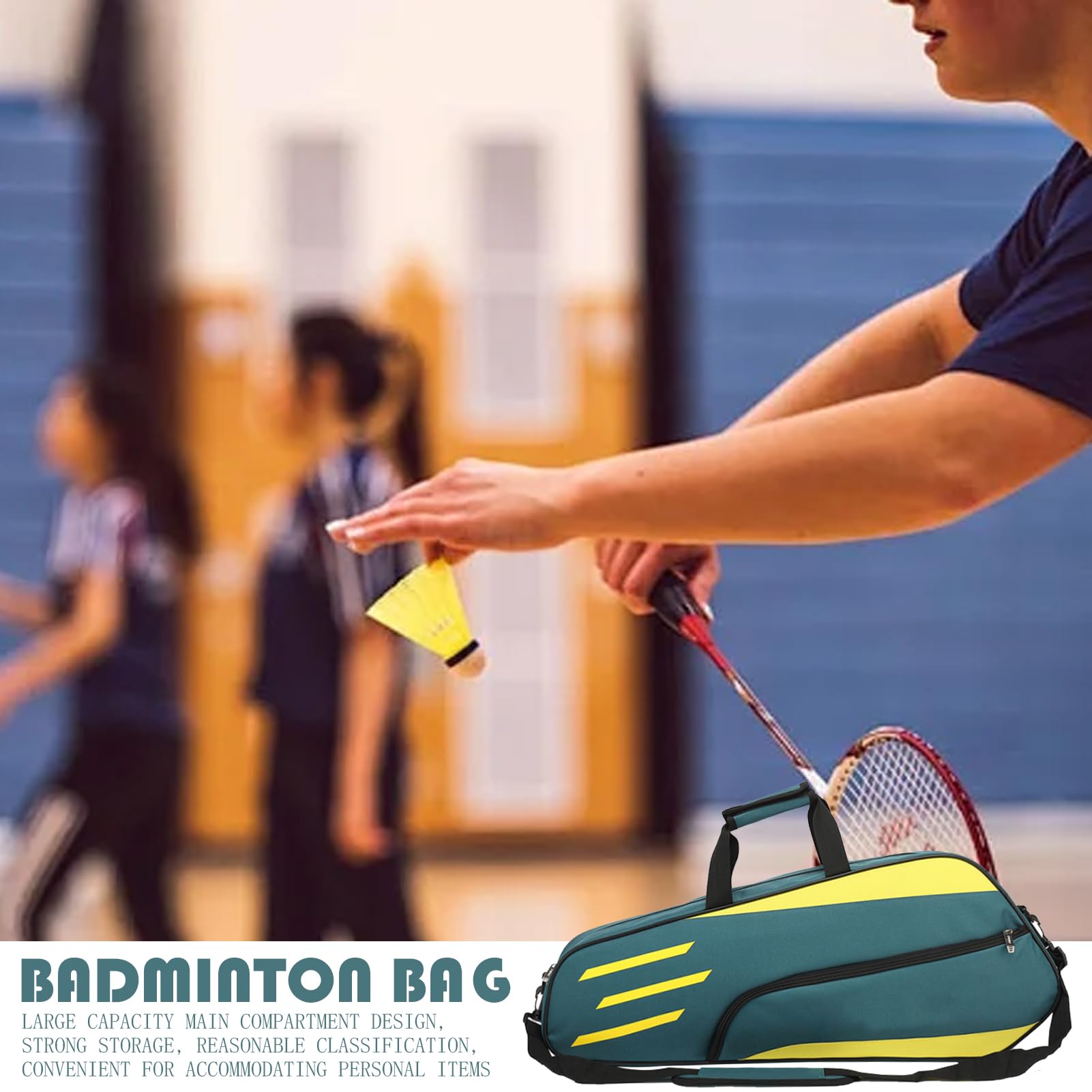 Borsa per racchette da badminton – organizer impermeabile da spalla, attrezzatura da viaggio sportiva | sistema di soluzione di trasporto leggero per attrezzature di protezione, accessorio multiuso