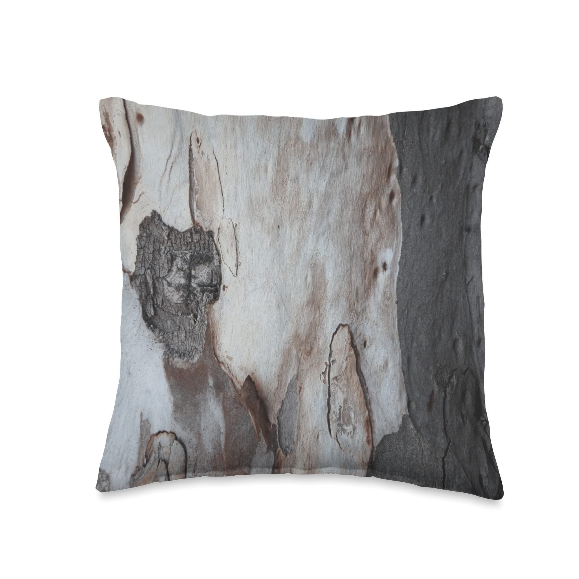 Tree Lover - Dendrophile - Nemophilist - taiche Close Up Abstract Photography of Blue Grey and Brown Bark Throw Pillow, 16x16, Multicolor
