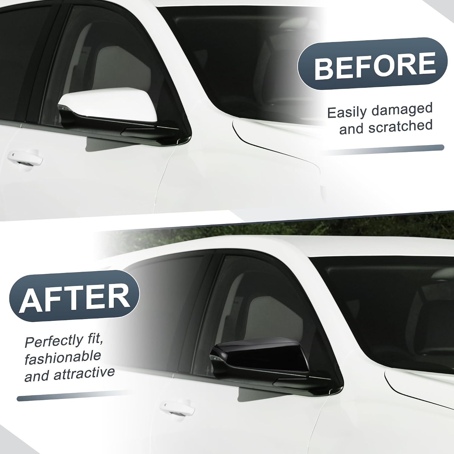 X AUTOHAUX Car Rear View Right Passenger Side Mirror Cover Cap Replacement Gloss Black for Chevy Equinox 2018-2023 for GMC Terrain 2018-2023 Mirror Guard Covers Exterior Decoration Trims