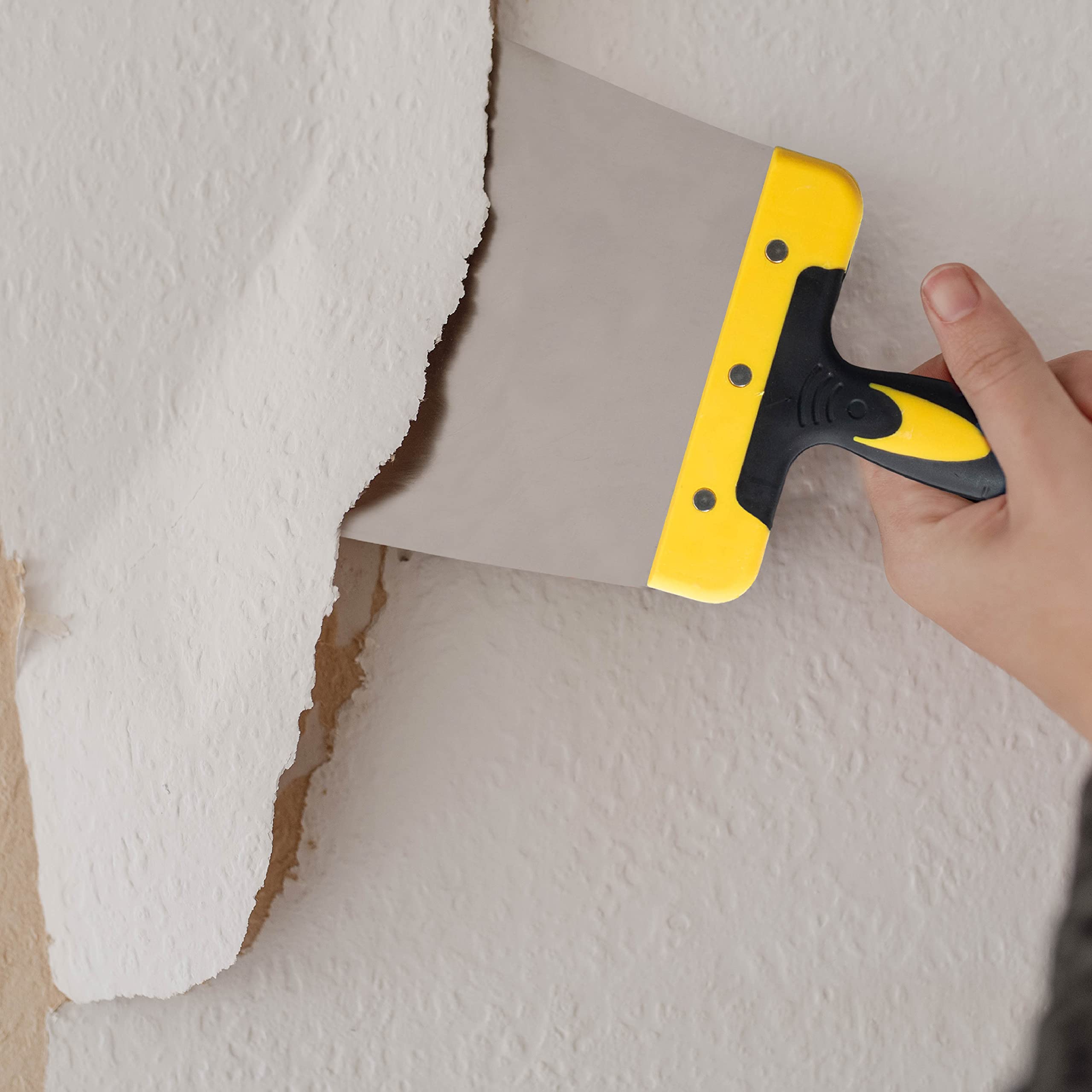 BLOSTM Narzędzie do skrobania 18 cm, 2 szt., skrobak do tapet z elastycznym ostrzem ze stali sprężynowej o szerokości 175 mm, miękki, wygodny uchwyt - do dekoracji, napełniania, płyt kartonowo-gipsowych, tynku, projektów DIY - 2 szt