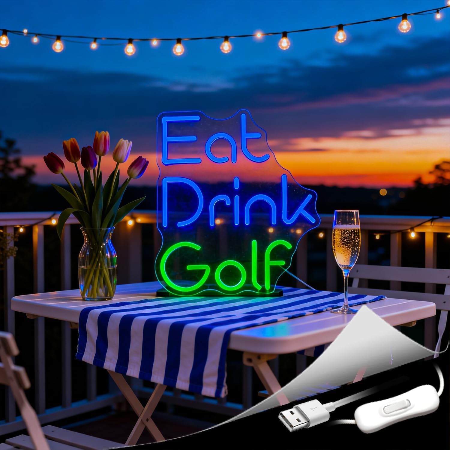Eat Drink Golf Neon Sign Led Neon Light Neon Signs for Wall Decor USB Powered Led Neon Signs for Room Decoration - Image 4