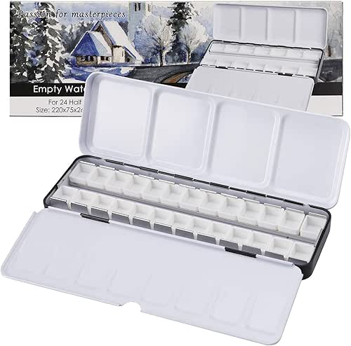MYARTOOL Empty Watercolor Palette, Metal Empty Watercolor Tin Palette Paint