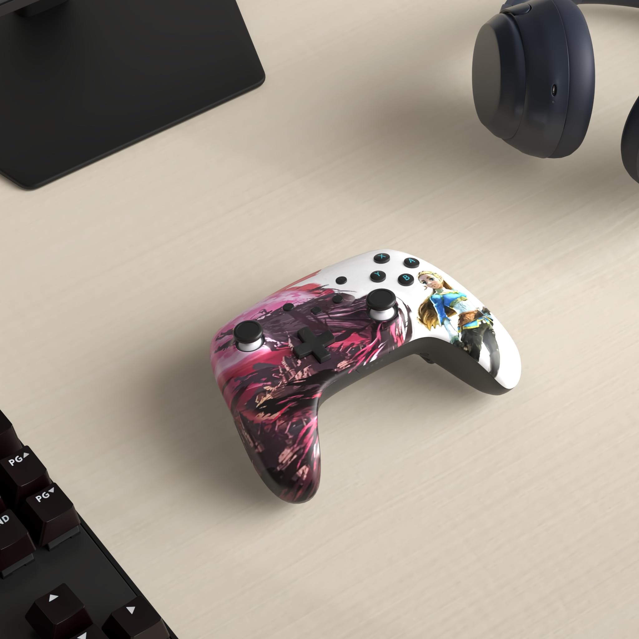 Verbesserter PowerA-Controller für Nintendo Switch - Blood Moon Zelda, Switch Lite, Gamepad, Bluetooth, Aufladbar, Offiziell Lizenziert