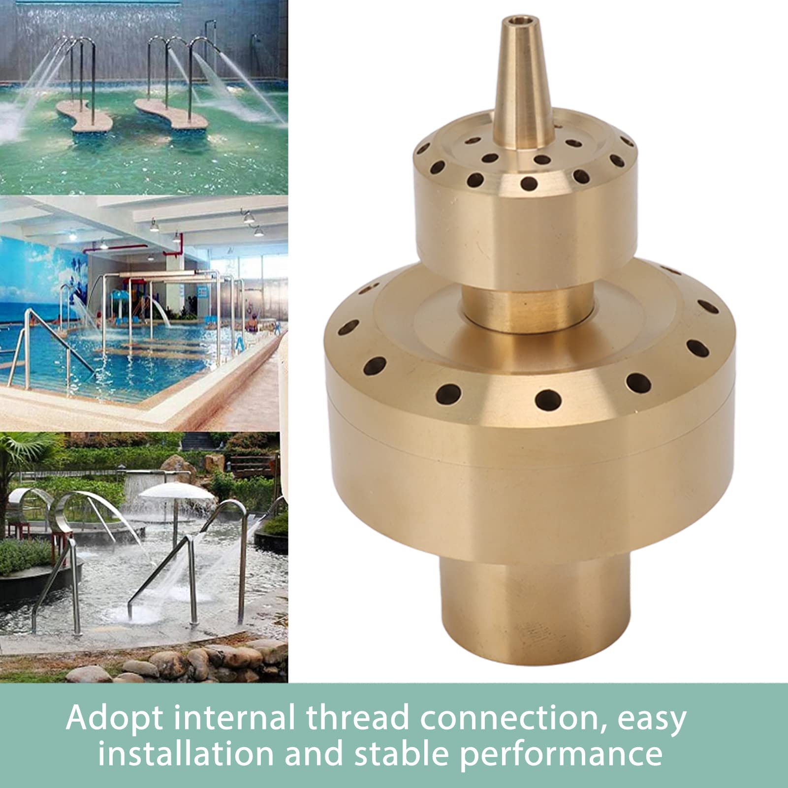 Brass Column Garden Pond Water Fountain Nozzle, Double Column Fountain Nozzle Music Fountain Landscape Scenery Nozzle Water Fountain Nozzle Two Layers Fountain Nozzle(G1.5in)