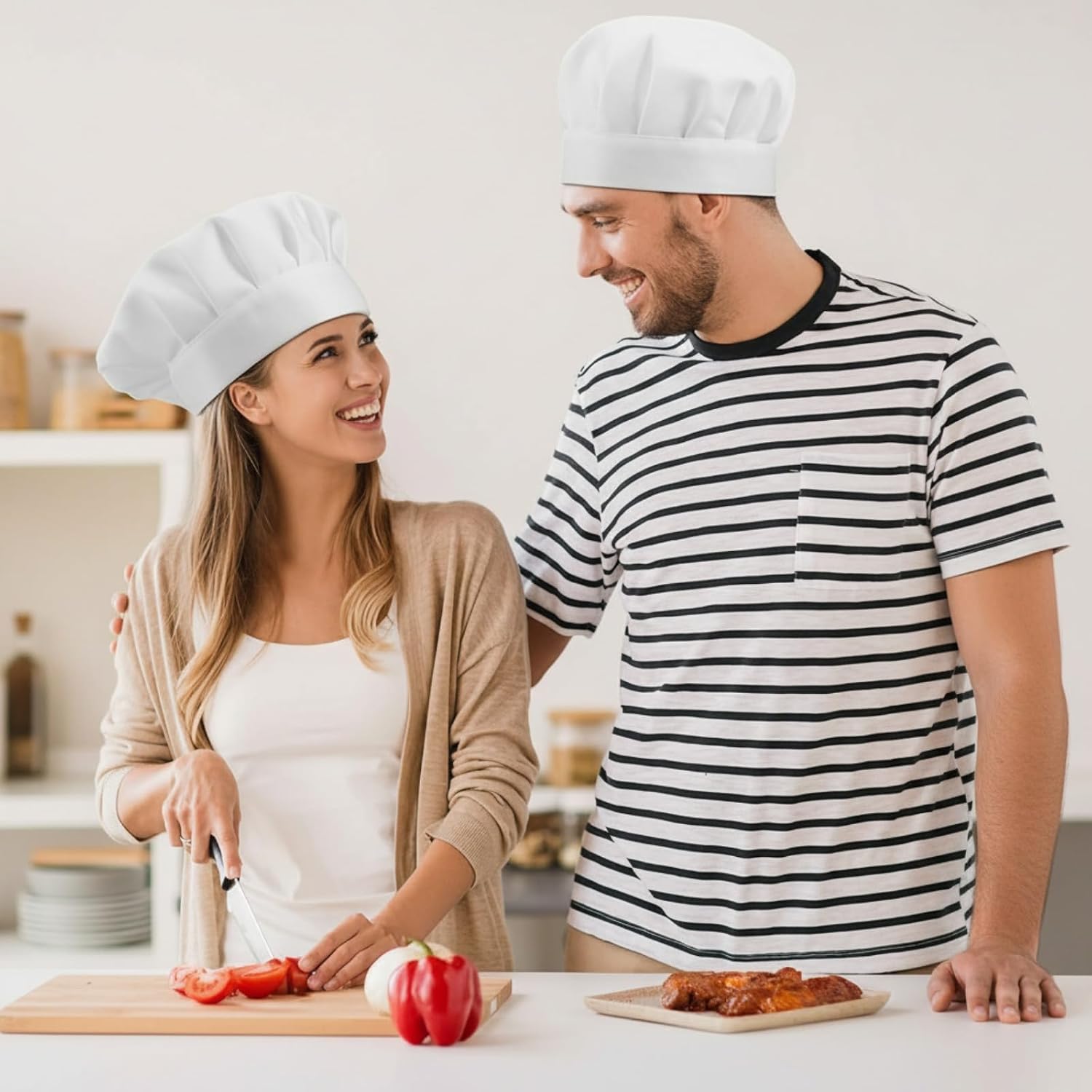 SATINIOR Chef Hats for Adults Adjustable Elastic Baker Caps