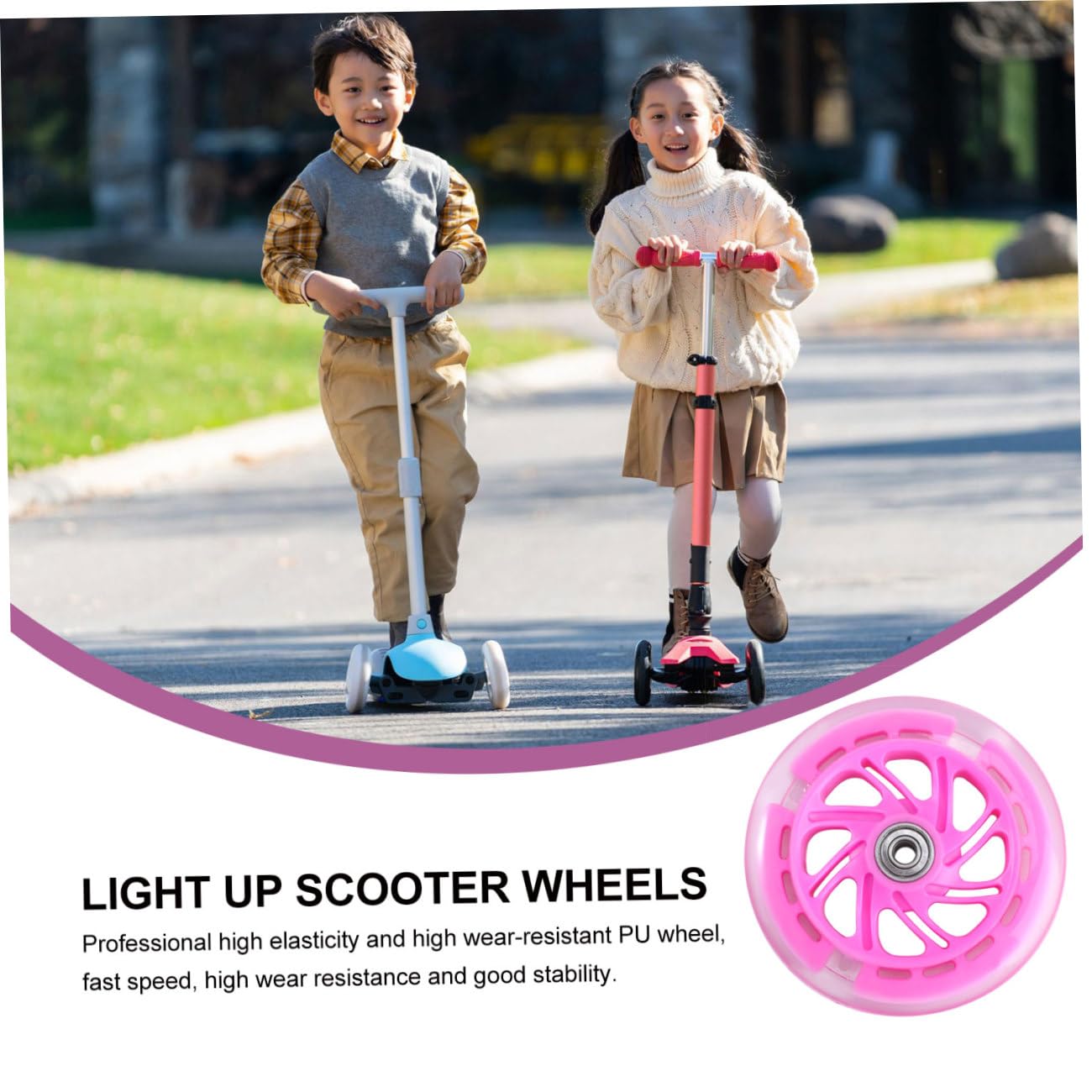 KOMBIUDA 2 Ruedas de Repuesto para Patinete de Pu Alta Elasticidad y Agarre Fuerte, Ruedas Iluminadas Ideales para Uso al Aire Libre en Plazas