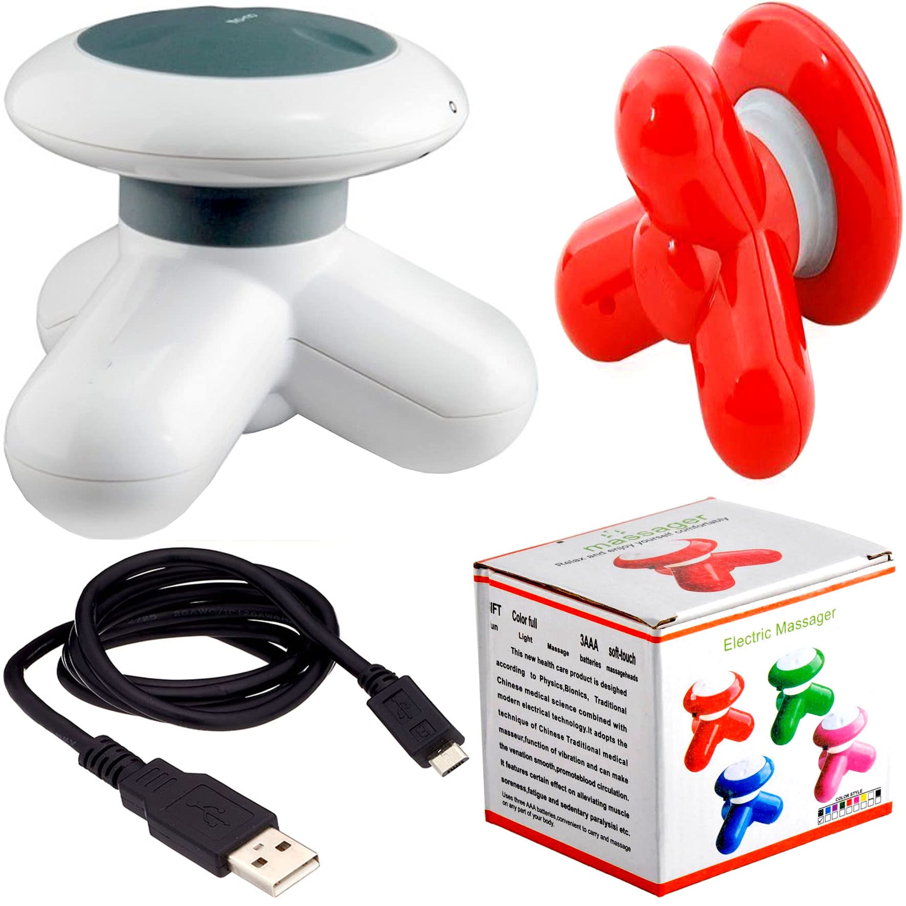 Battery Operated Electric Mini Mimo Massager Lightweight Compact | USB Powered Full Body Vibration Massager | 3 Leg Vibration Mimo Roller (Set of 1/ Multicolor)-image-43