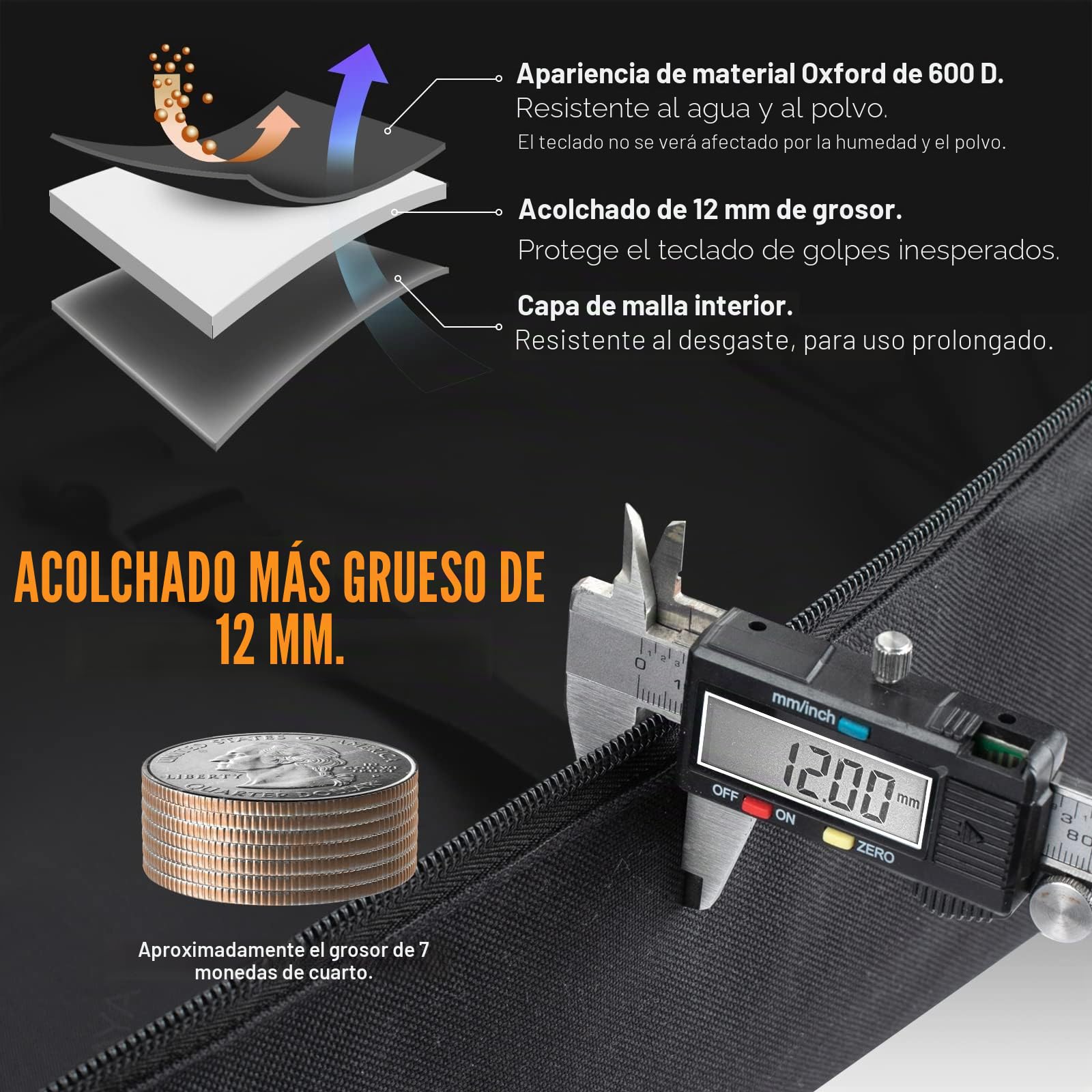CAHAYA Funda para teclado eléctrico y piano de 61 teclas, bolsa blanda portátil de tela Oxford 600D de 12 mm de grosor, funda acolchada con asas laterales y correas de hombro ajustables CY0315