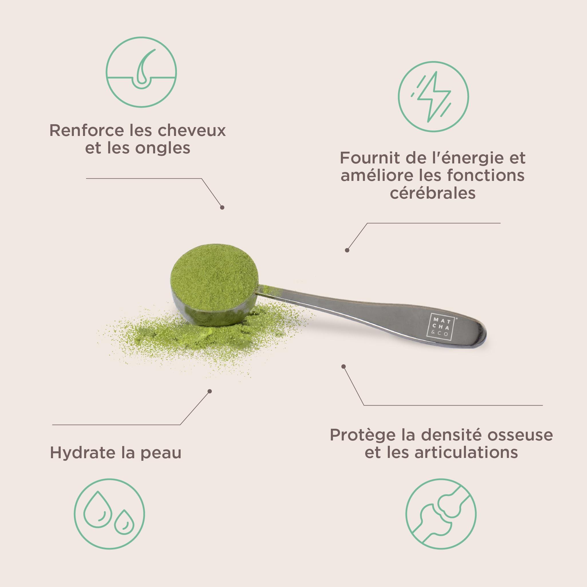 Matcha Collagène Marin en Poudre avec Magnésium et Acide Hyaluronique – Saveur Matcha Citron – Pour Articulations, Peau et Ongles – 296 g