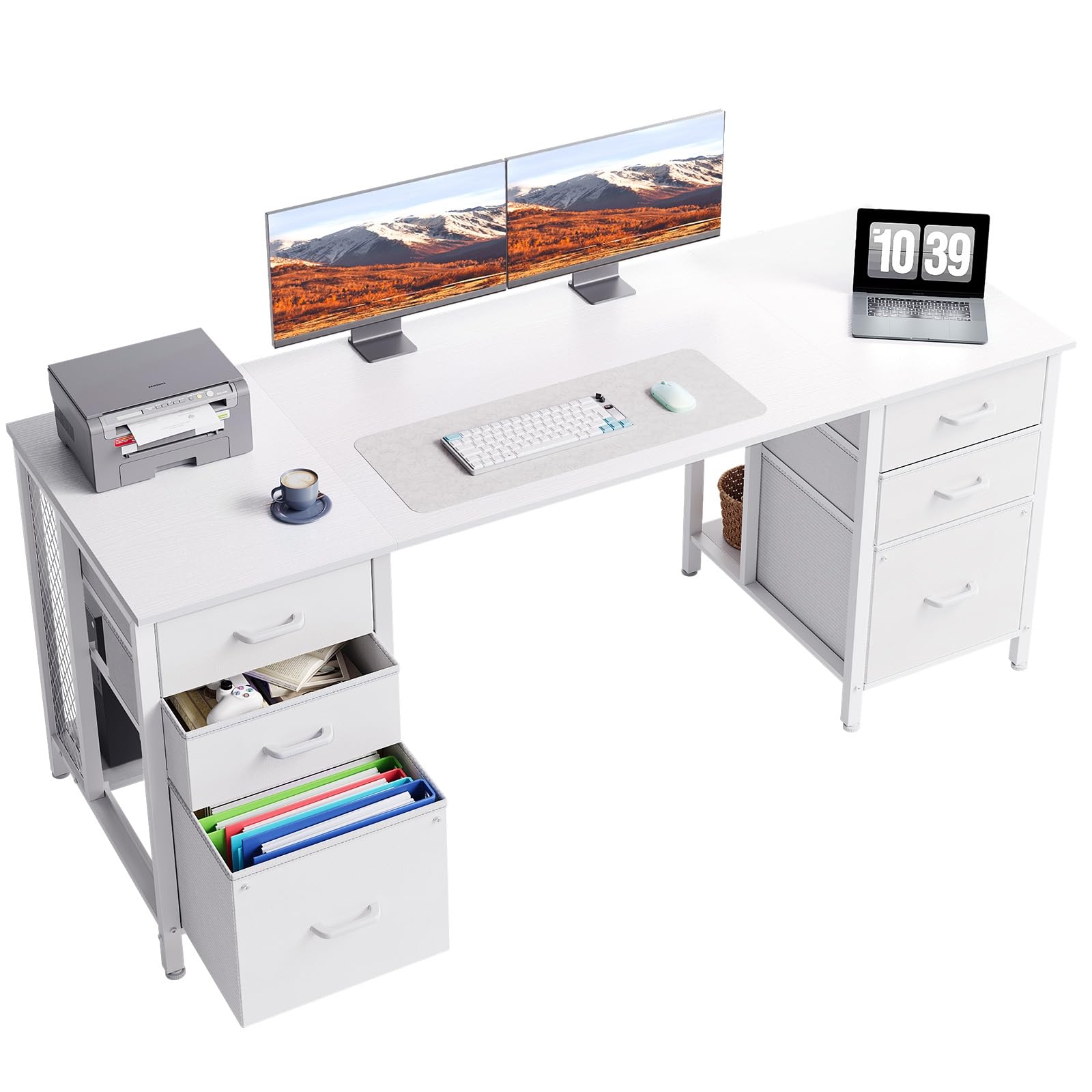 KKKさん　デスク Amazon.com: ODK 63 inch Computer Desk with File Drawers Cabinet