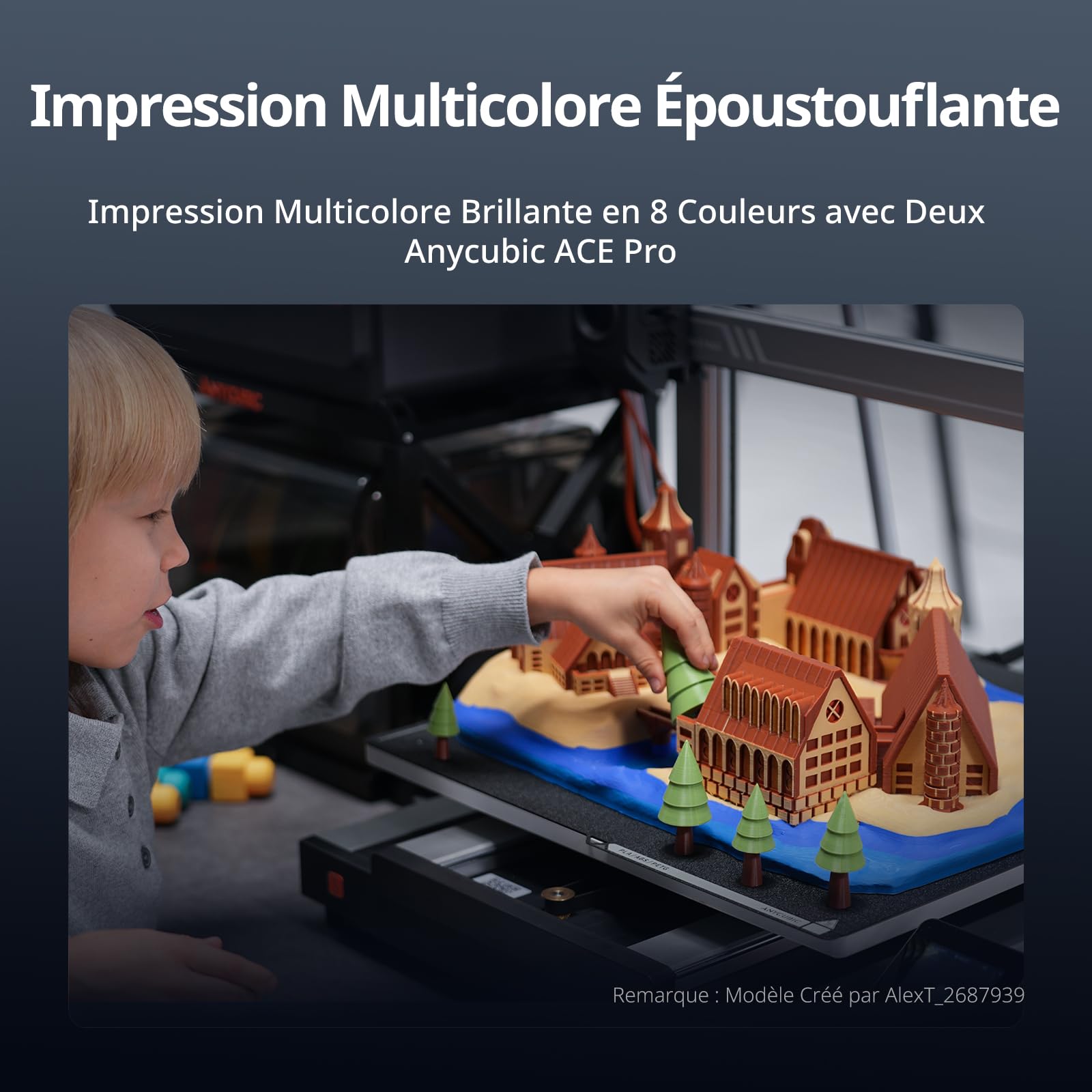 Anycubic Kobra 3 Max Imprimante 3D, Grande Taille Impression 420 * 420 * 500mm, 600 mm/s Impression Haute Vitesse, Auto-Nivellement LeviQ 3.0, pour Débutants et Experts