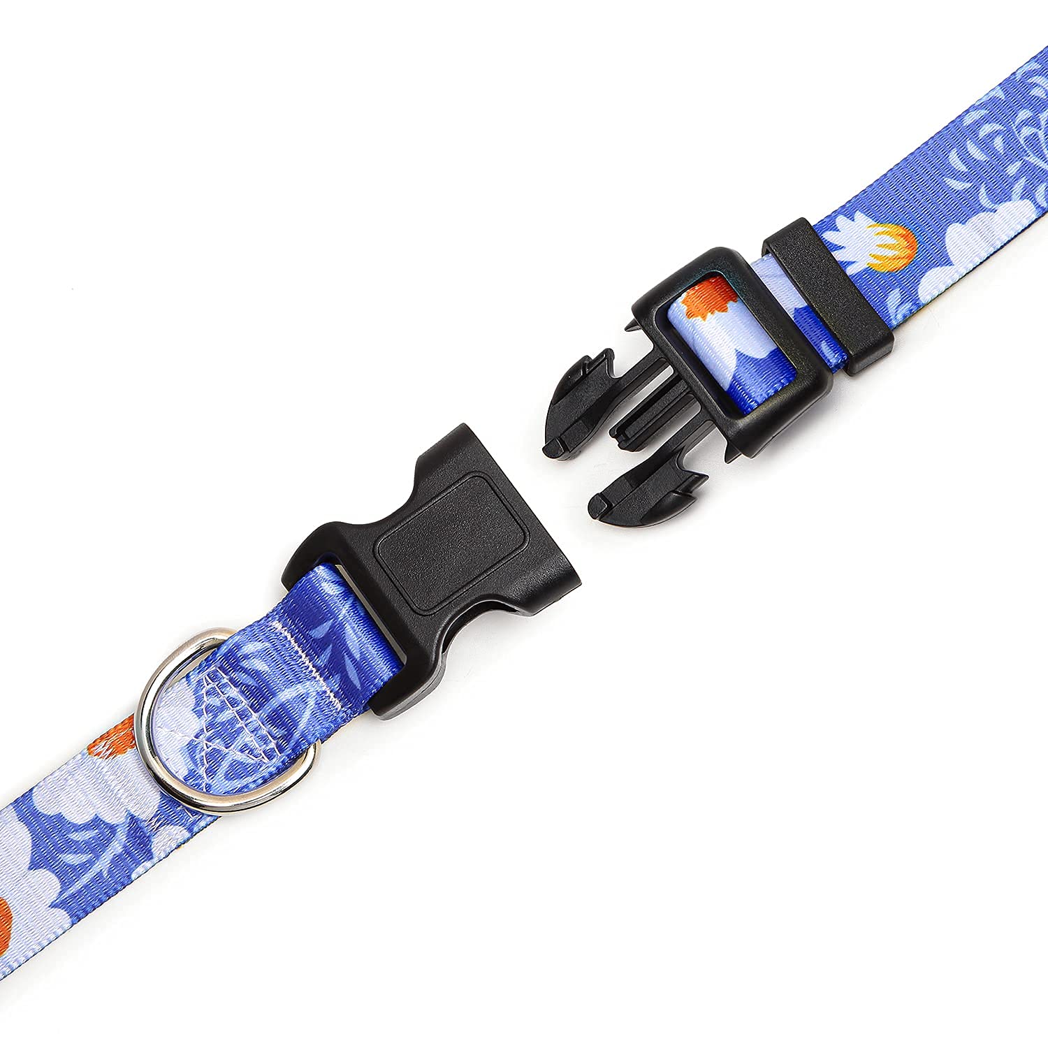 Adjustable Dog Collar with Patterns, Ultra Comfy Soft Nylon Breathable Pet Collar for Small Medium Large Dogs (L, Floral Orange) — view 79