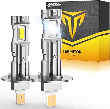 FAHREN 2026 Upgraded H1 Light Bulb, 40000LM 900% Brighter 6500K White Super Bright, 11 Mini Size Emergency Strobe Lights, Plug and Play No Adapter Required Non-Polarity, IP68 Waterproof, Pack of 2.