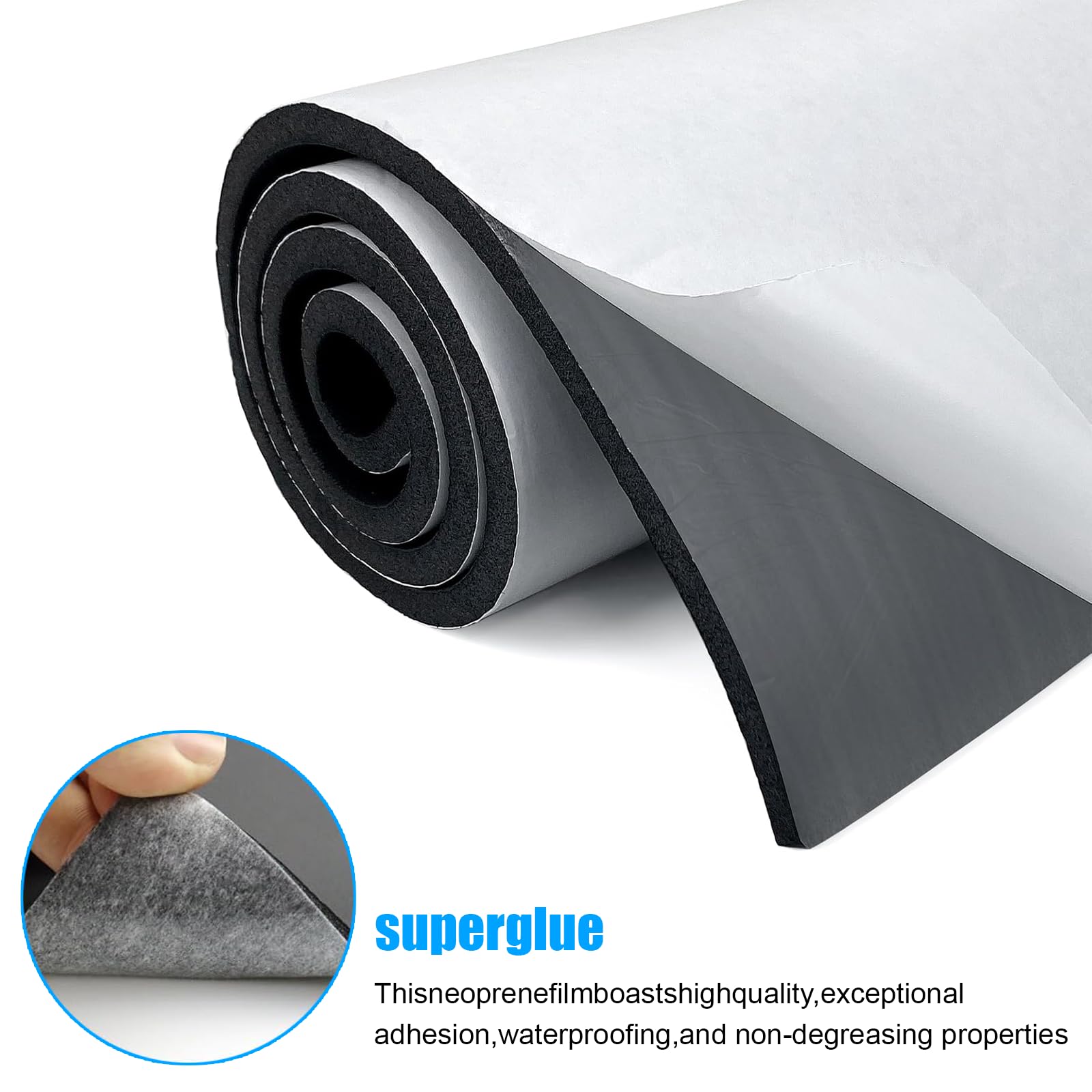 Pannello Isolante Termico Autoadesivo in Neoprene, Ignifugo Impermeabile, 300mm x 3mm x 1.5m Nero