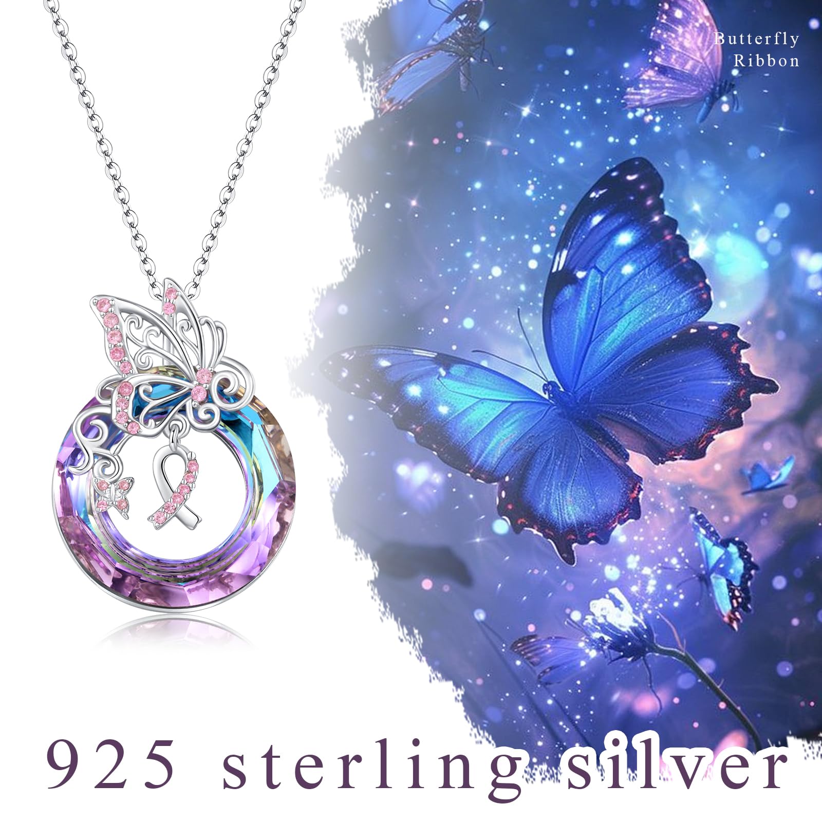 Tier Halskette 925 Sterling Silber Anhänger für Frauen mit Katze, Schmetterling, Schlange, Vogel, Axolotl, Wal und süße Tier Motiv Kristall Geschenkidee