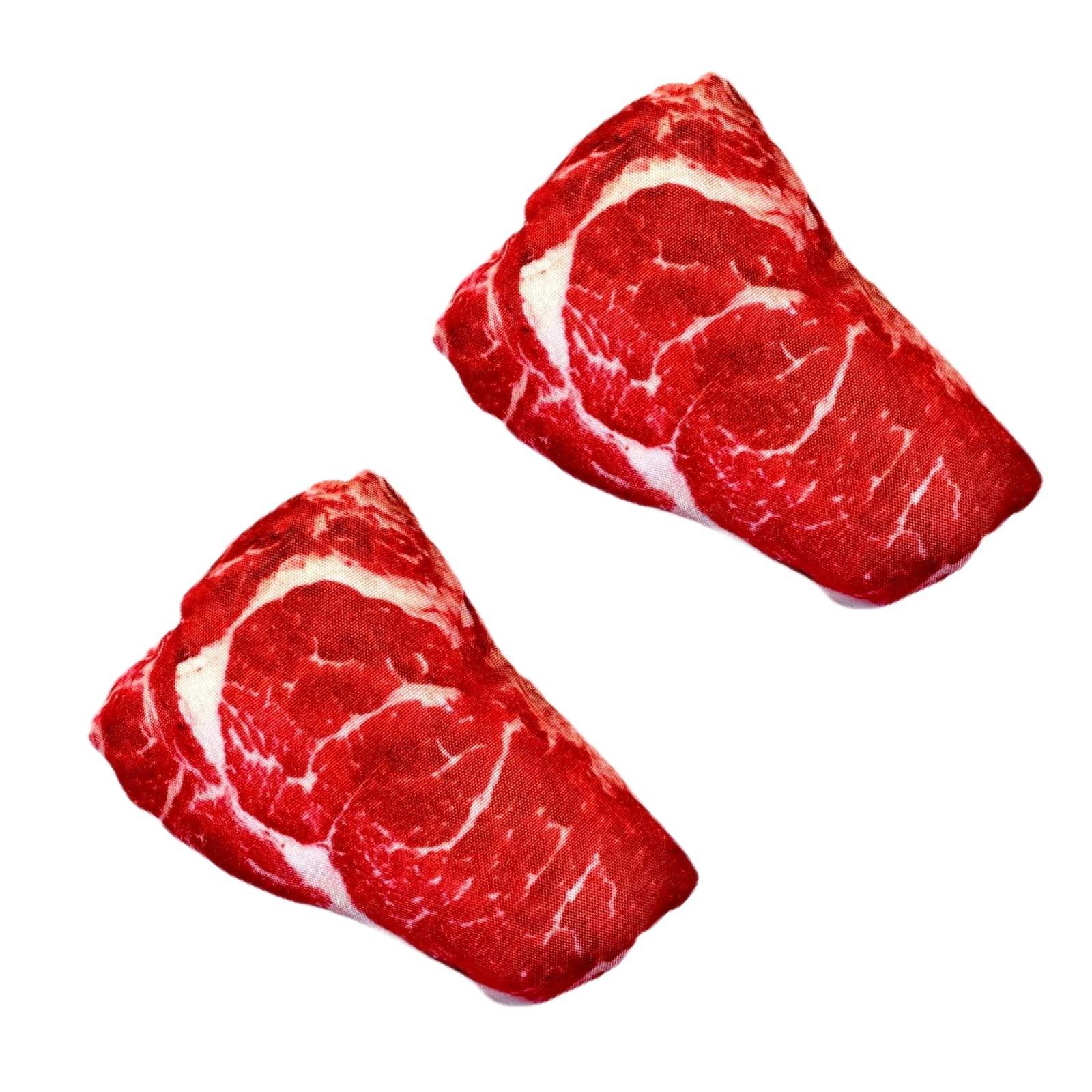 HDouii 2Pcs Realistic Food Dog Squeaky, Steak Plush Dog Toy, Stuffed Puppy Chew Toy with Squeaker, Soft Food Shape Pet Toy for Small and Medium Dogs Pet Supplies