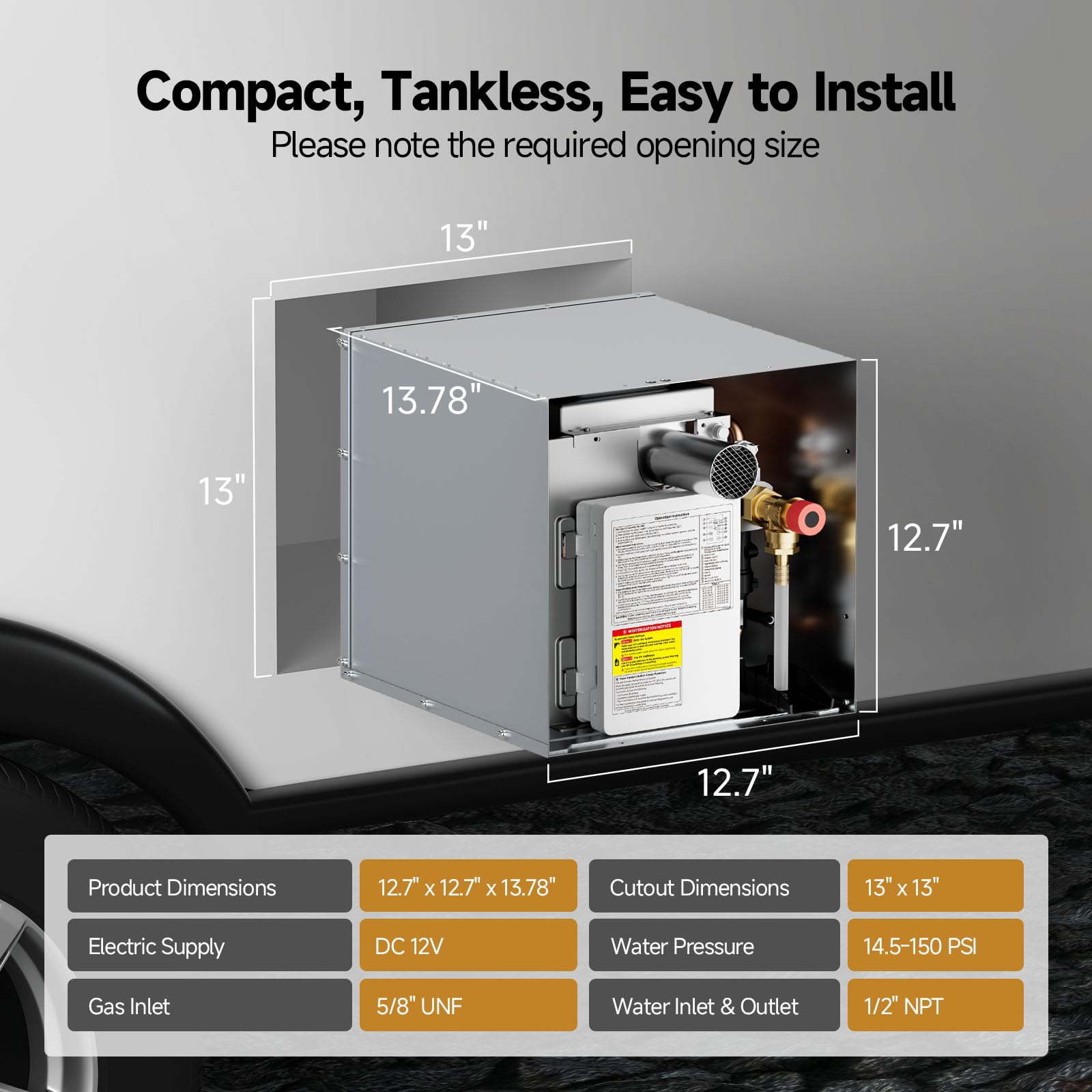 KINGRVER KINGRVER XT48 Durchlauferhitzer für Wohnmobile, sofortiges Warmwasser auf Abruf, 12 V DC, kabelgebundene Fernbedienung, kompakte Passform für die meisten Wohnmobile, energiesparend & hohe