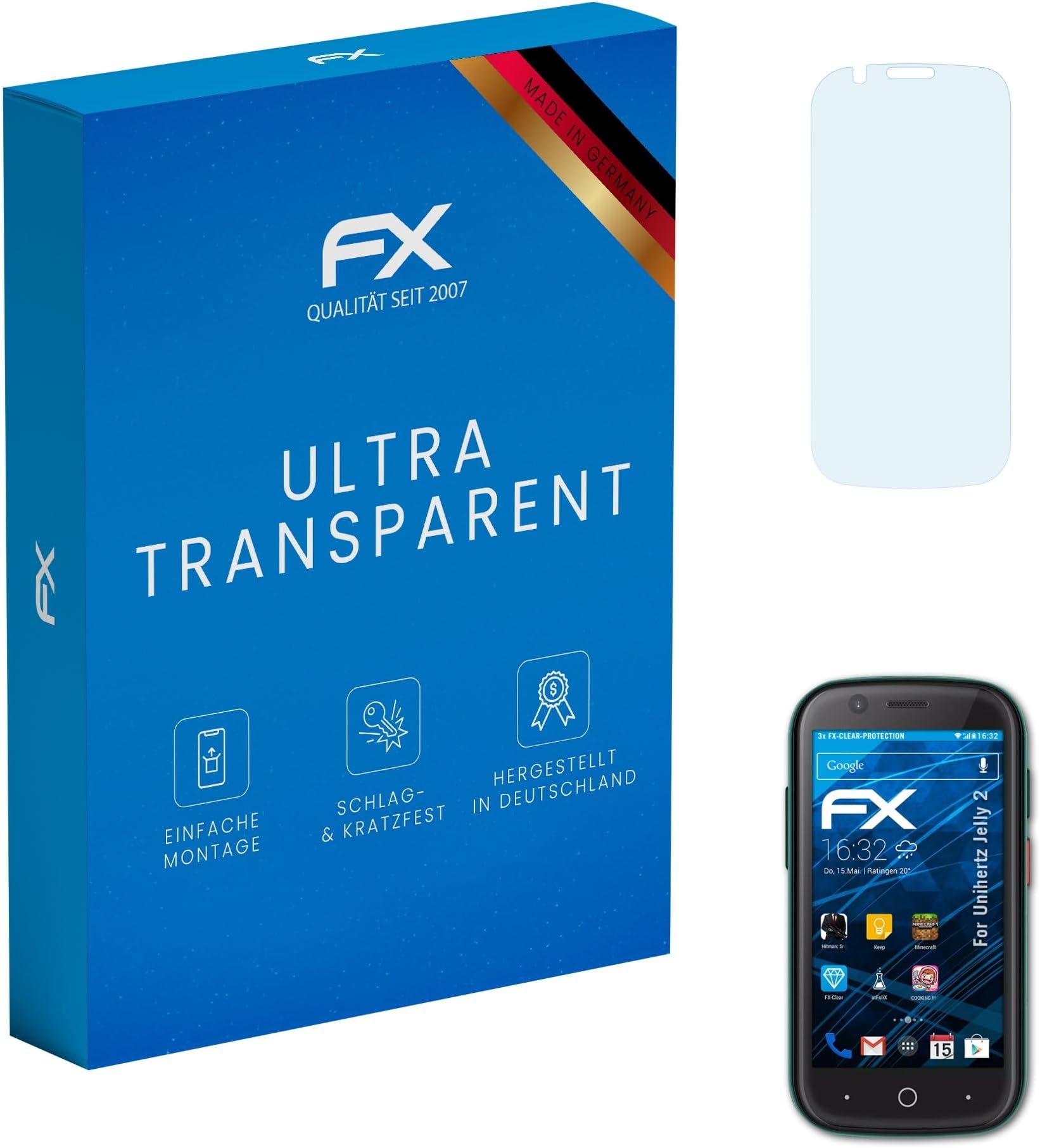 Screen Protection Film compatible with Unihertz Jelly 2 Screen Protector, ultra-clear FX Protective Film (3X)