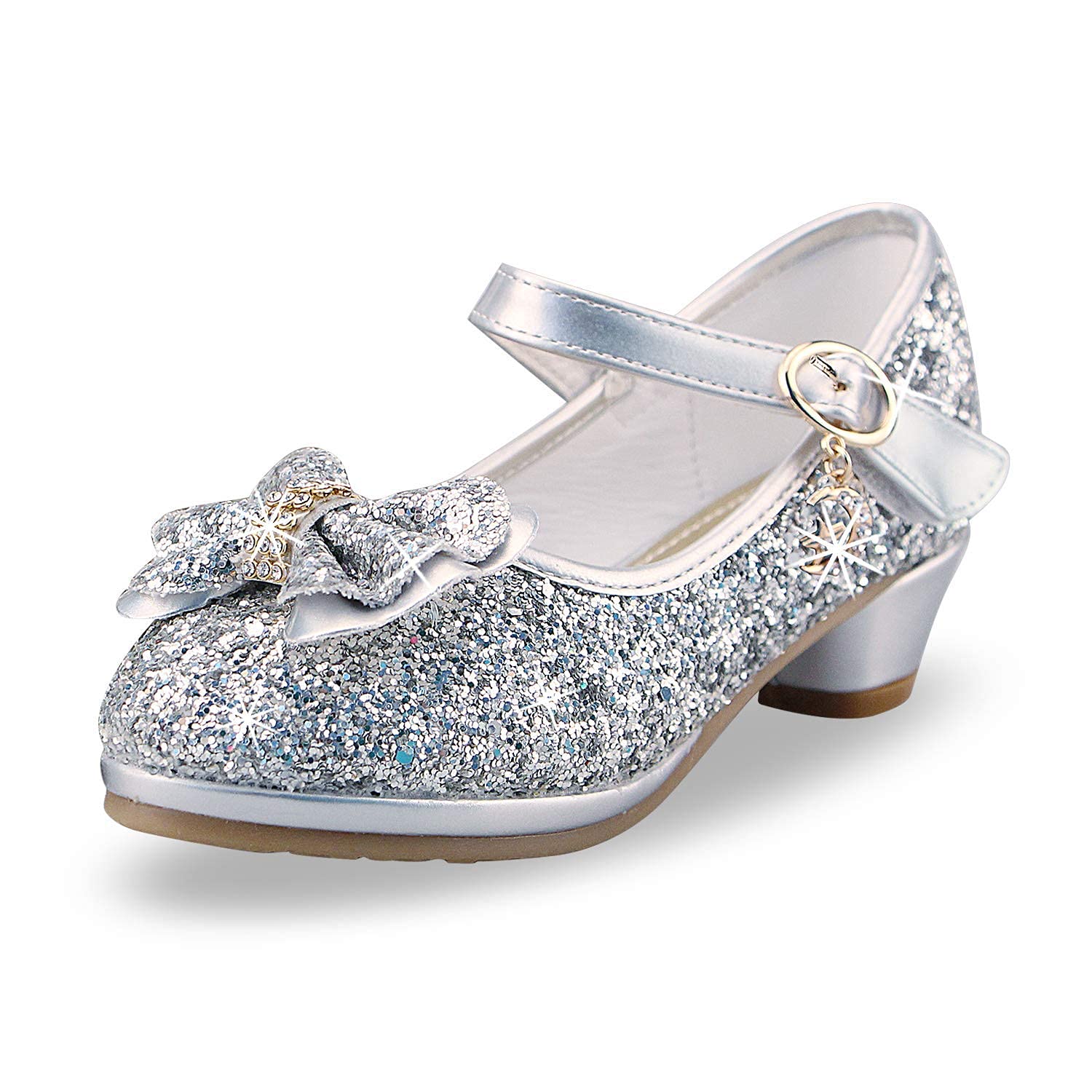 Girls Princess Shoes Sequins Sweet Bows High Heels Wedding Party Dress Shoes Dance Bright Diamond Cosplay Christmas Festival Shoes Pink Blue Purple Gold Silver — view 10