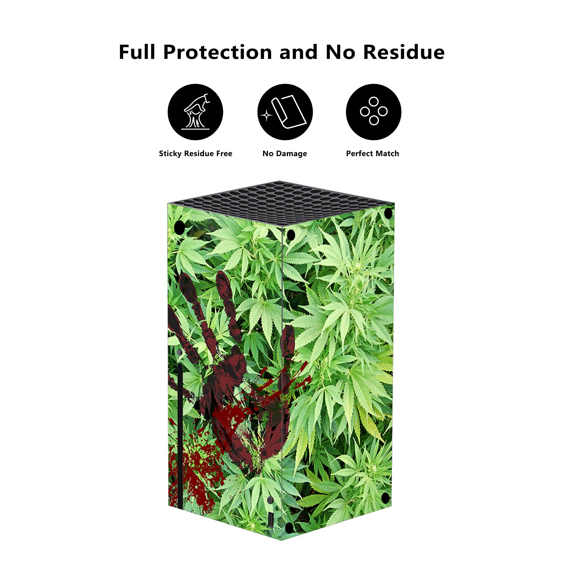 PlayVital Blood Handprint Weeds Custom Vinyl Skins for Xbox Series X, Wrap Decal Cover Stickers for Xbox Series X Console Controller - 3