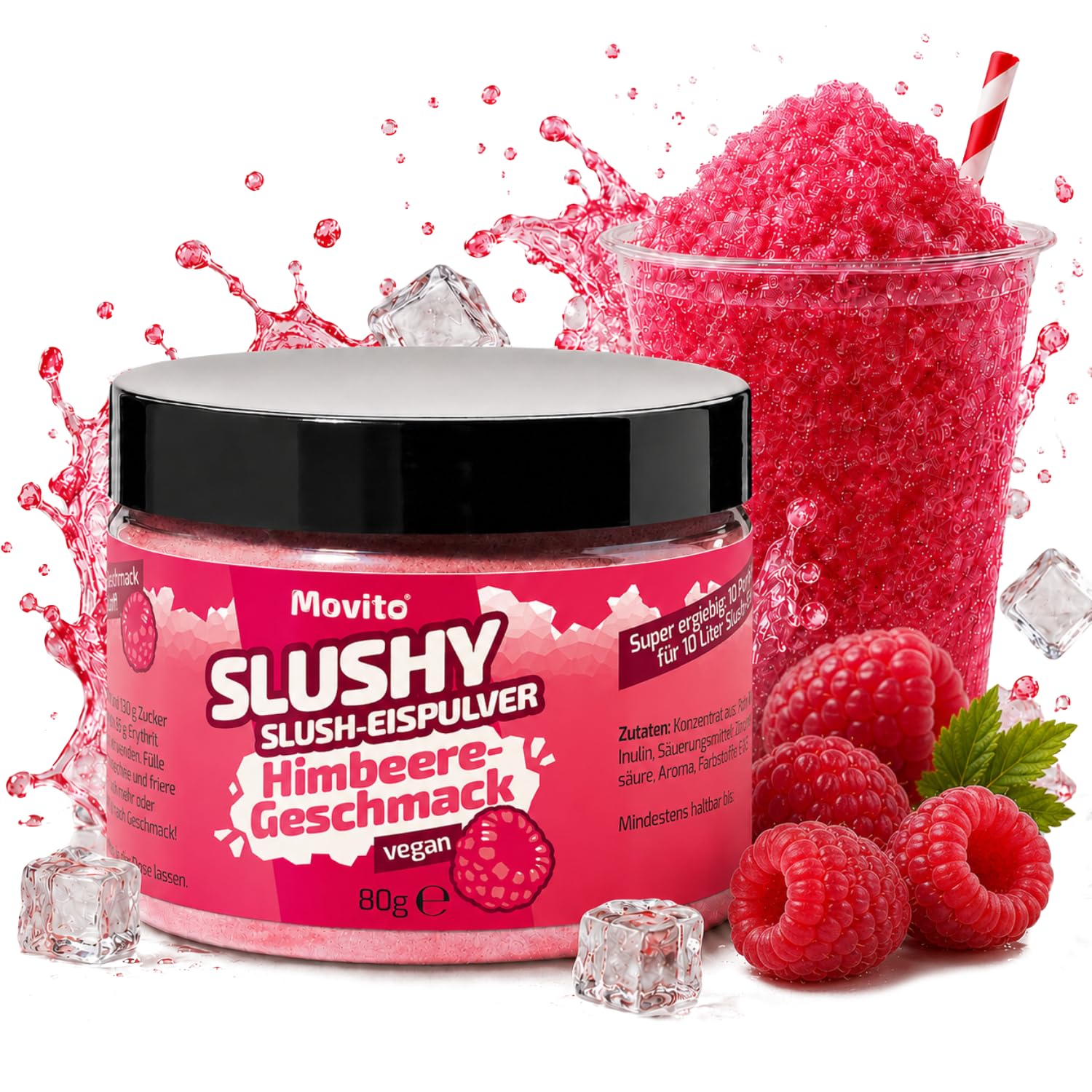 Slush Eis Sirup Beeren Set für 20 Liter Slush | Himbeer & Erdbeere | Pulver Konzentrat für Slush Maschine & Slushy Maker | AZO Frei | Ohne Zucker & Süßstoff