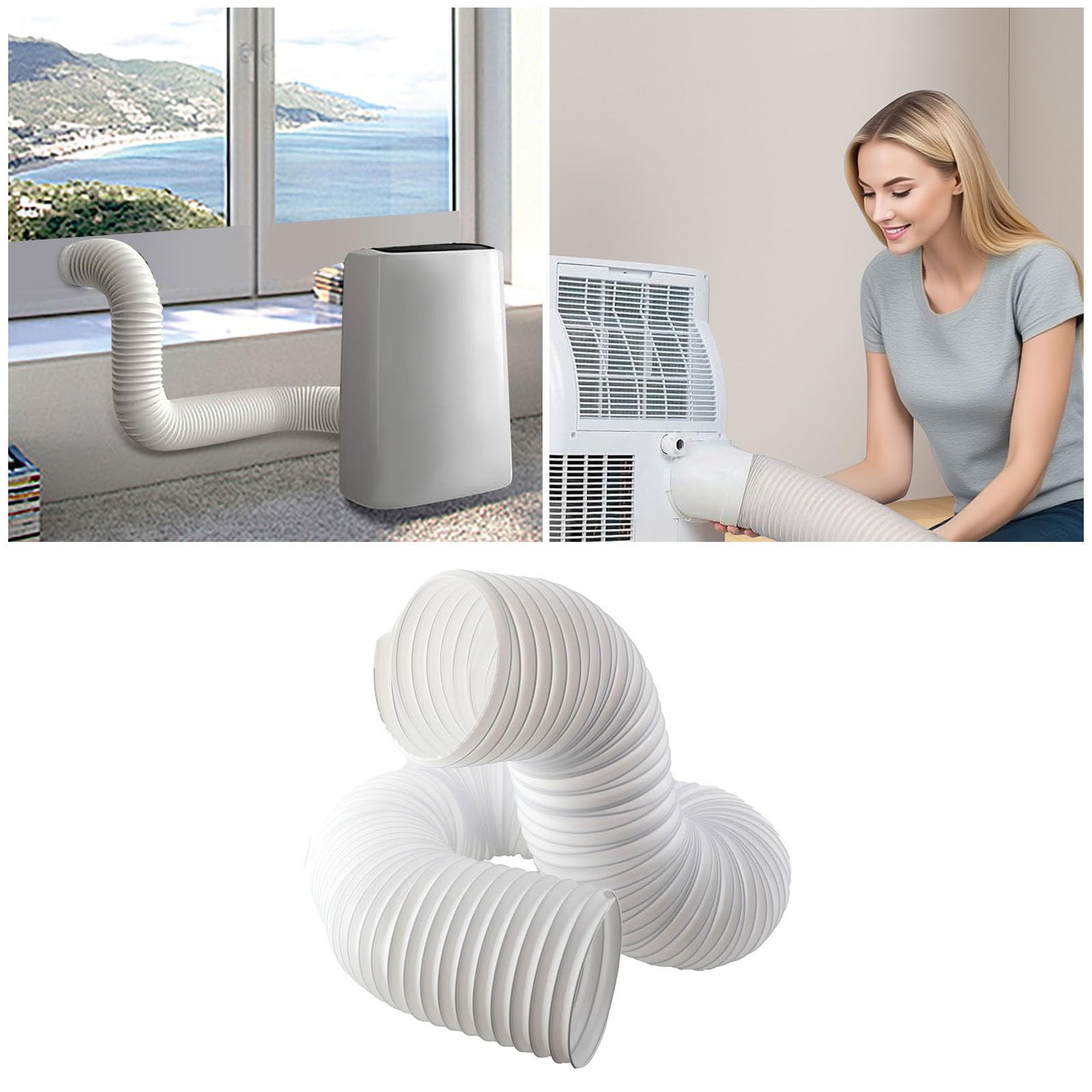 Universal Air Conditioner Exhaust Hose, Air Conditioning Duct Hose, Portable Mobile Vent Pipe Extended, Flexible Air Con Vent Universal AC Pipe - 150 CM Length (Left-Handed)