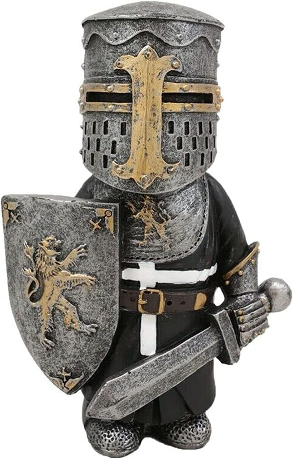 Knight Gnomes Guard Garden Gnome Ornaments Outdoor Medieval Crusader Knight Suit Statue Waterproof Resin Ornament for Yard Lawn Garden Decorations (F)