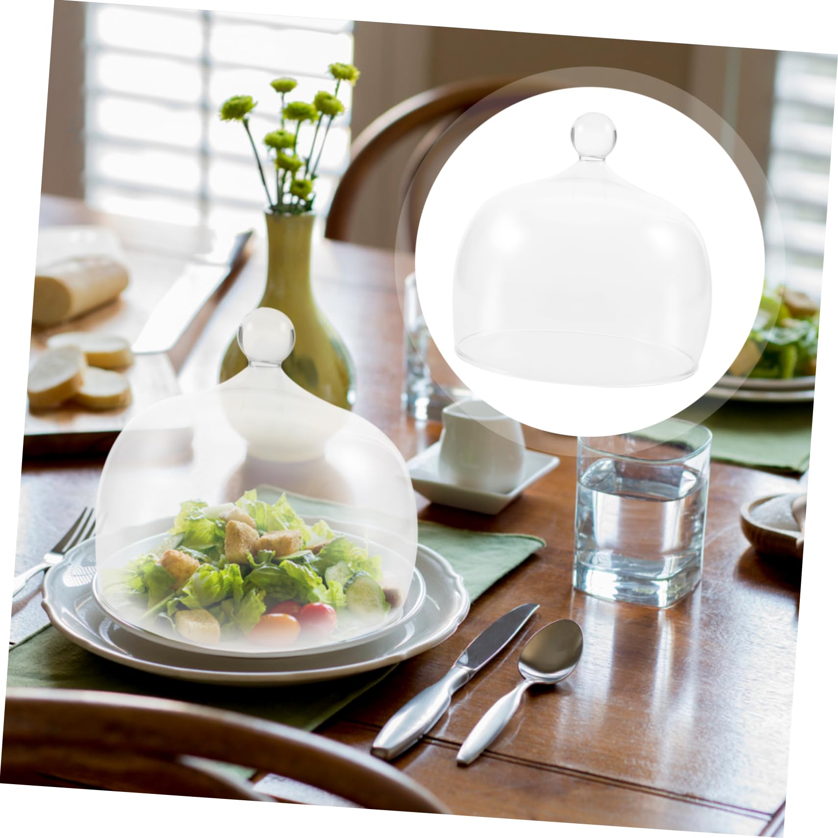 UKCOCO Plato de Cubierta de Vidrio Transparente para Conserver Alimentos Cocina Tapa Prueba de Alimentos Tapa para Comidas para Verduras