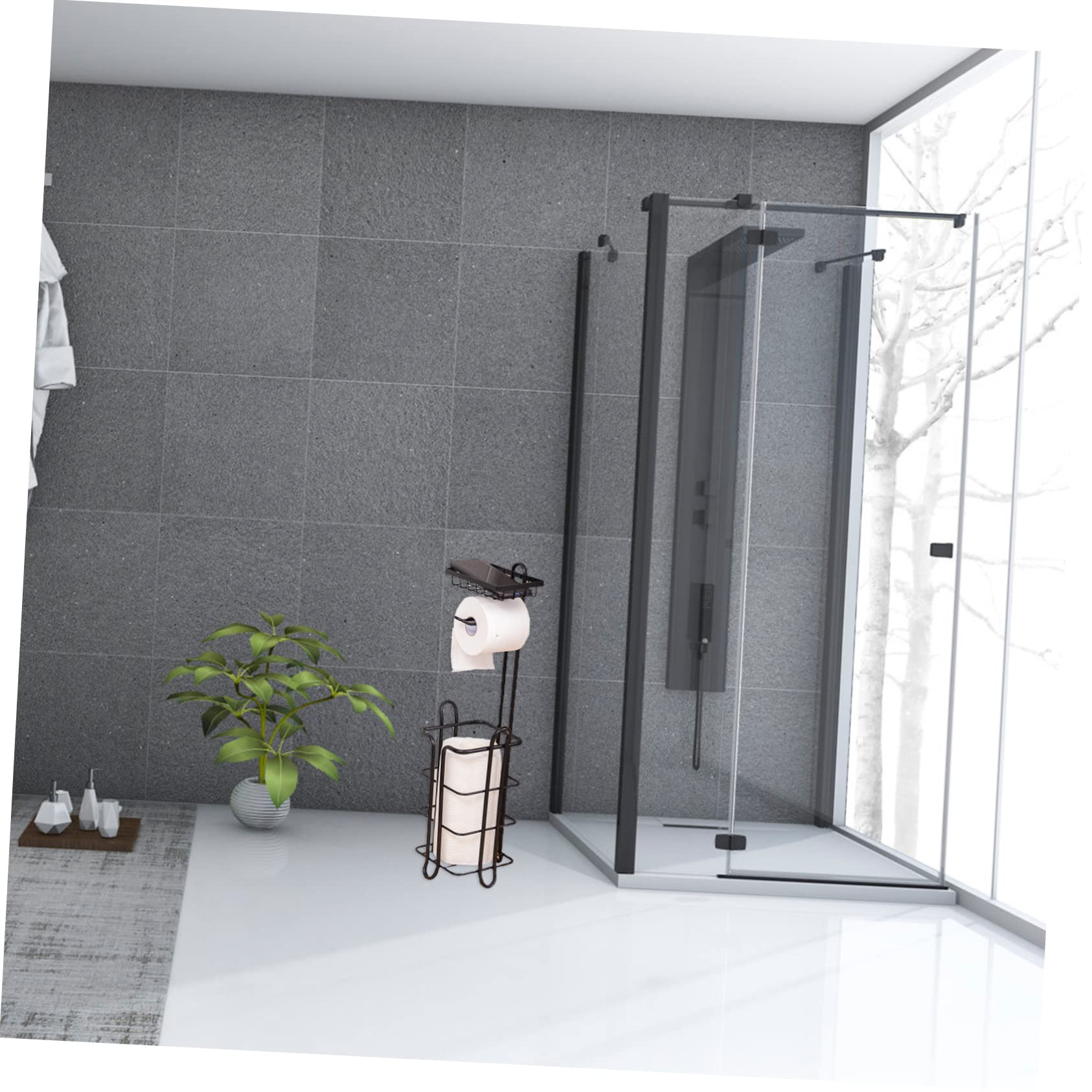 Soporte Vertical De Papel Higiénico De Estante De Almacenamiento Chic y Elegante para Baños Accesorio Práctico Sin Necesidad De Perforar