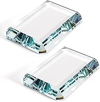 Nagpew 2 Pack Clear Glass Rectangle Paperweights - Transparent Letterweights for Office Desk Decor, Crafts, Books & Gifts (4x2.8x0.5")