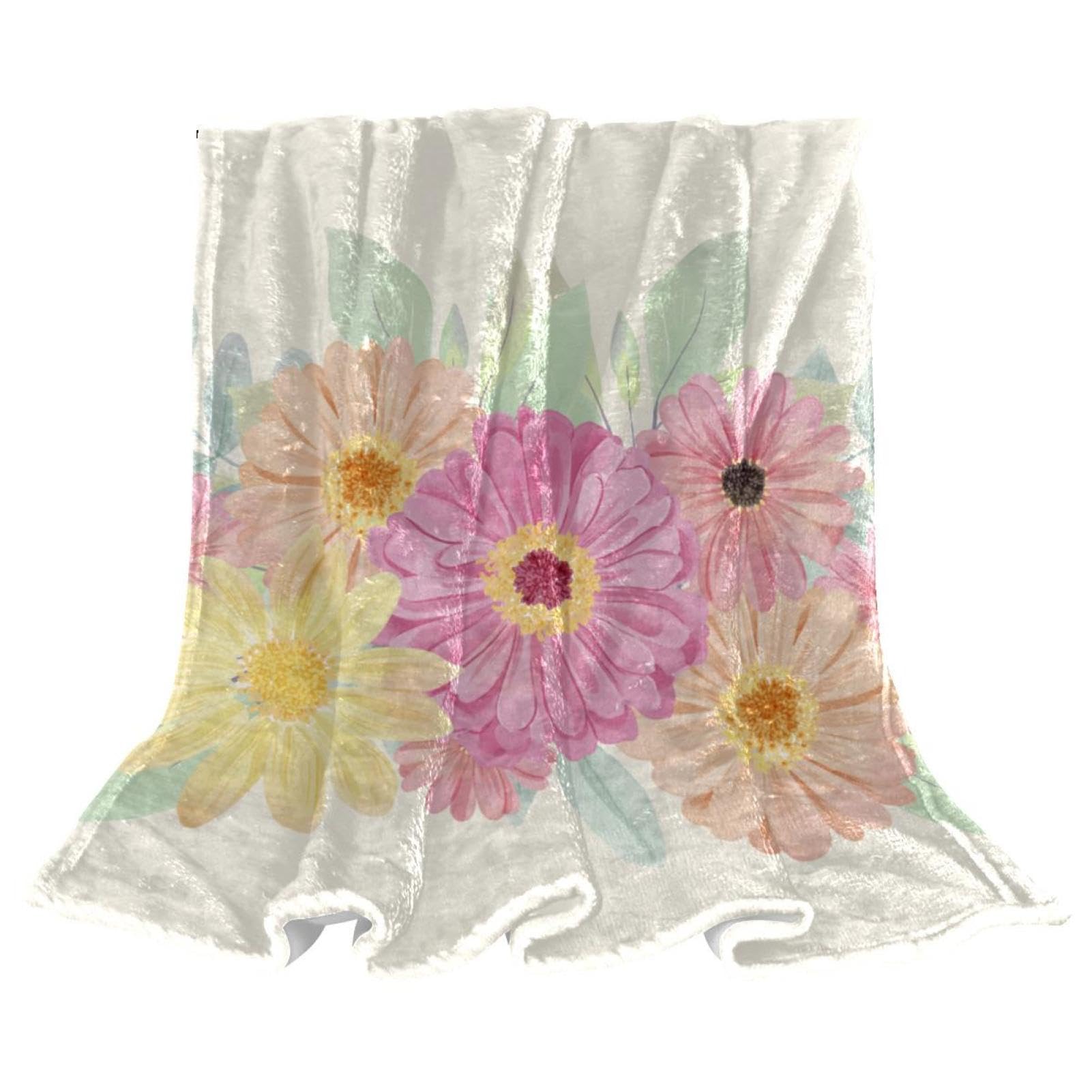 Couverture polaire fleurs colorées plaid chaud doux lit canapé chaise 150x130