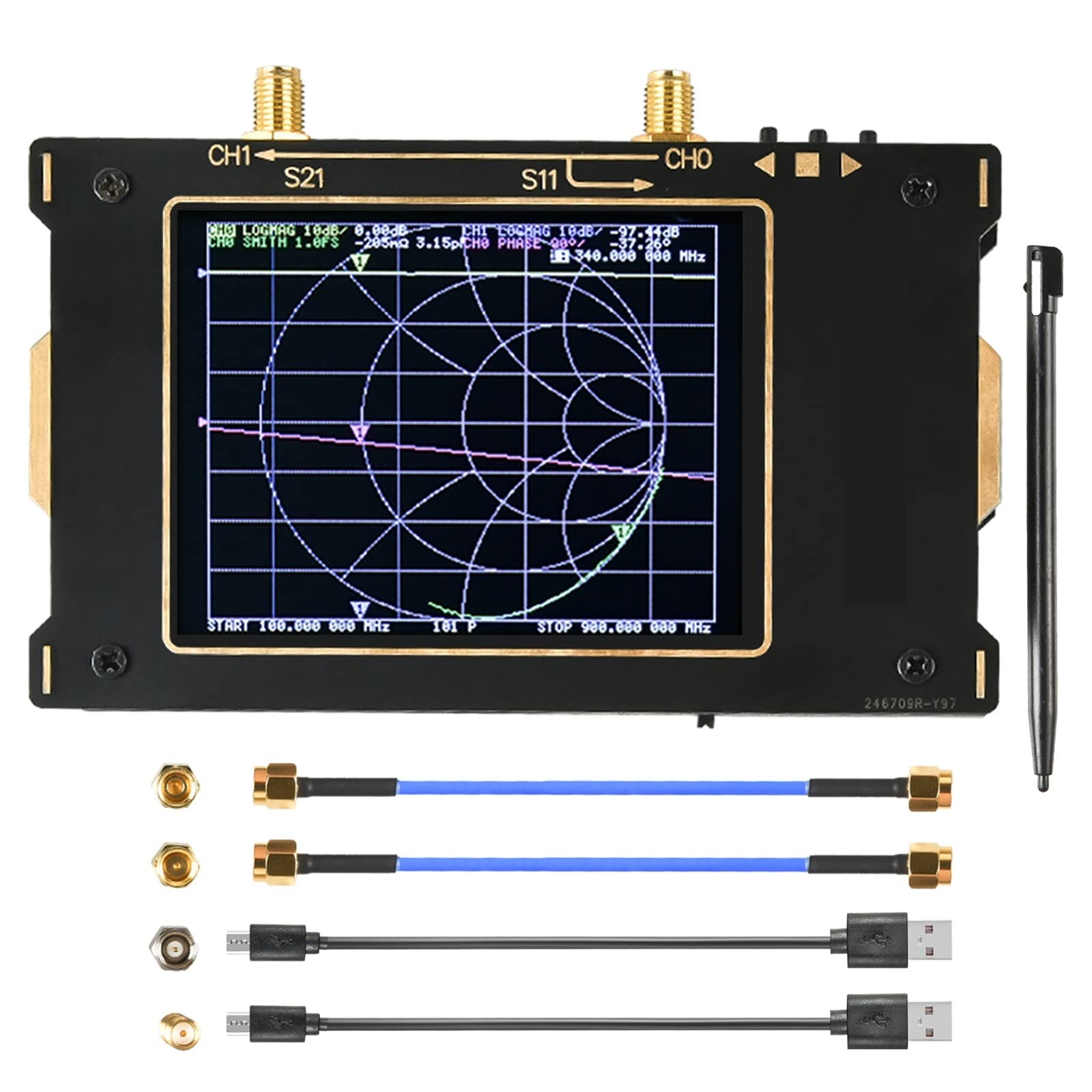 Spektrumanalysator, Vektor -Netzwerkanalysator, S-A-A-2 v2 Vektoranalysator 10kHz ~ 3GHz MF HF VHF UHF Antennenanalysator 3,2 Zoll VNA Stehende Welle(S-A-A-2)