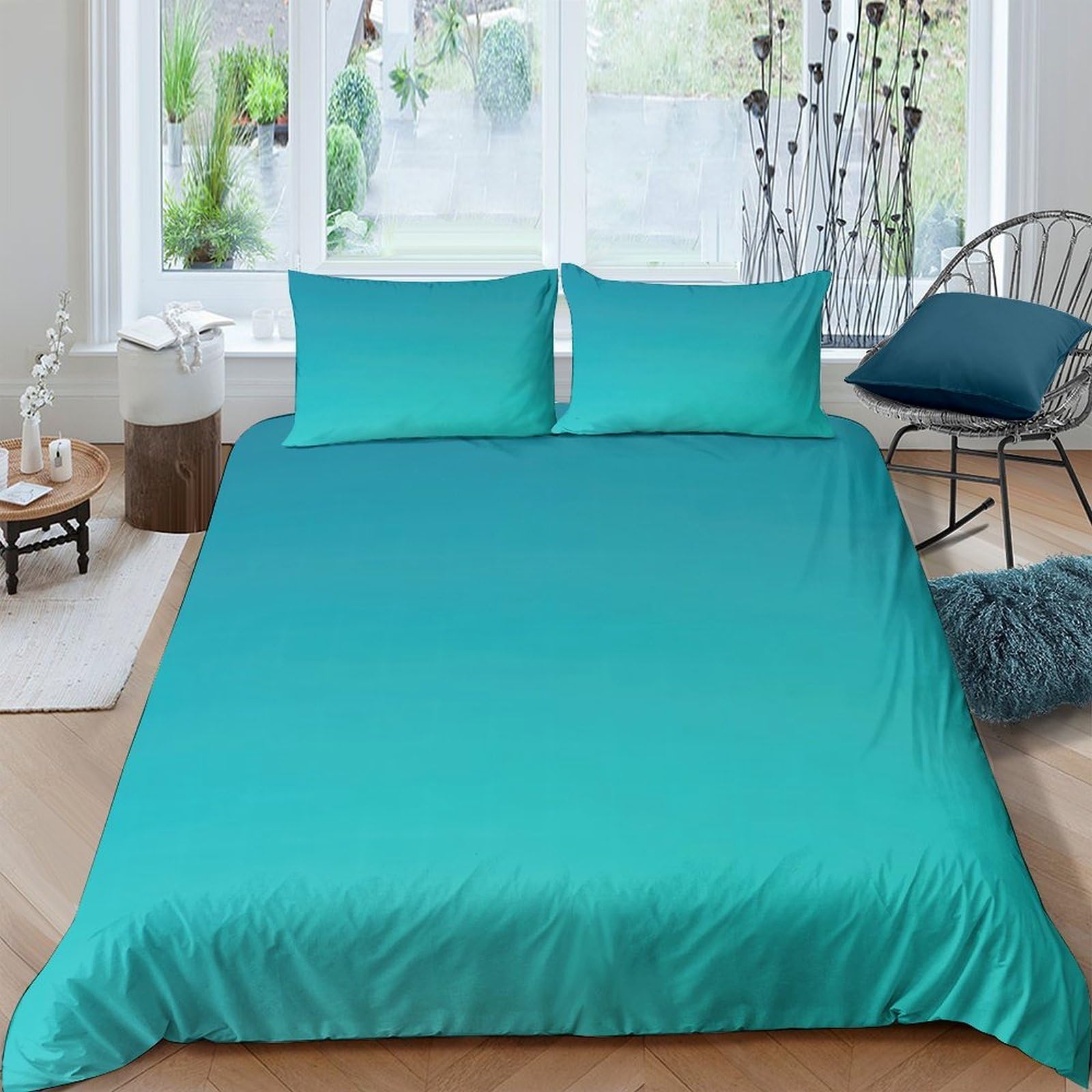 Ctjqhvkz Style-4 3D Printed Ocean Gradient Fitted Sheet Microfiber Soft Breathable Aqua Ombre Mattress Cover For Bedroom Dorm Decor Single（135X200cm）