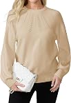 COSSEN Fall Sweaters for Women 2025 Casual Long Sleeve Crewneck Pullover Sweater Hollow Out Trendy Outfit