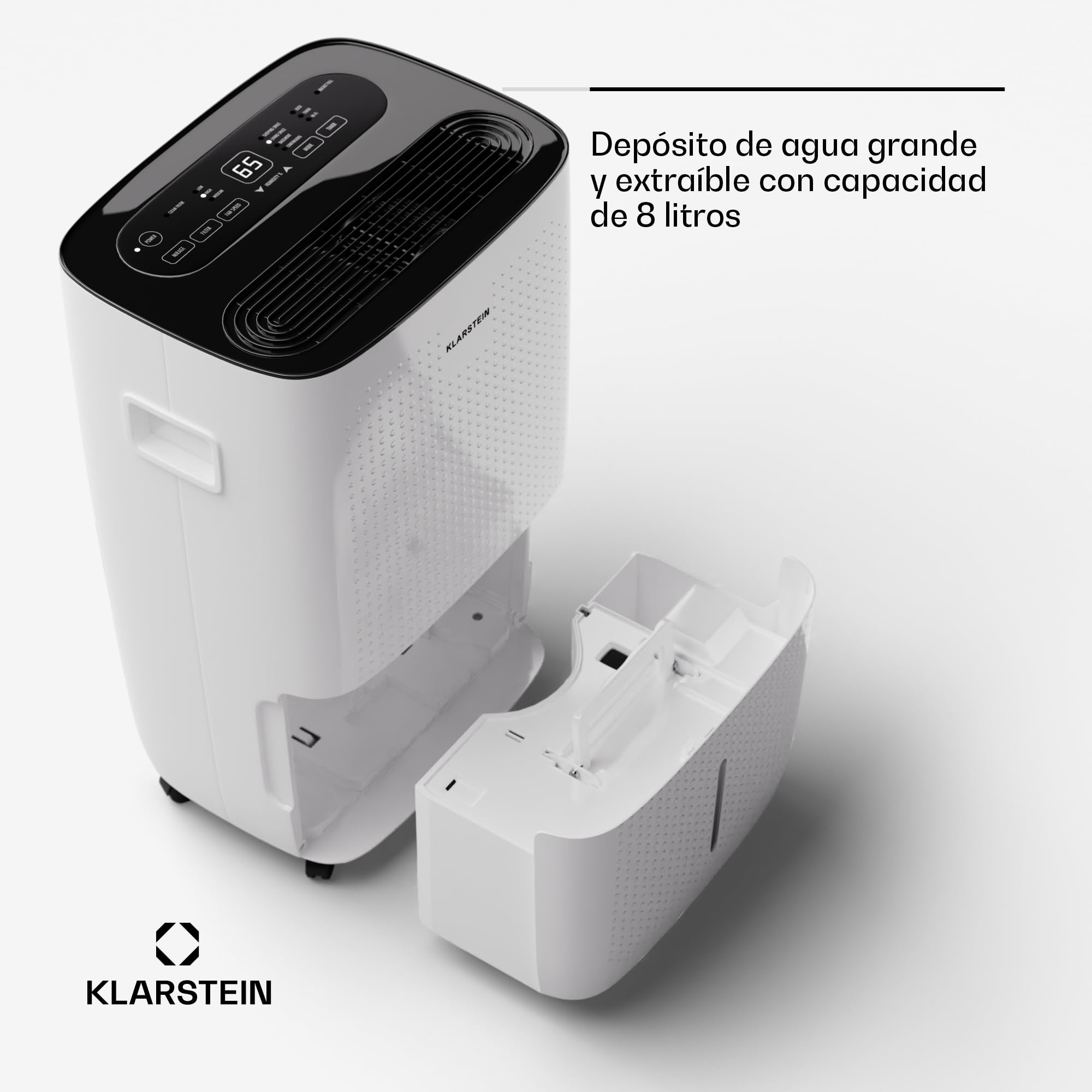 Klarstein DryFy Connect 60L Deumidificatore WiFi, 60L/24h, Serbatoio 8L, Timer 24h, Controllo App, Portatile per Casa 45-65m², Bagno, Camera da Letto, Deumidificazione Automatica, Bianco