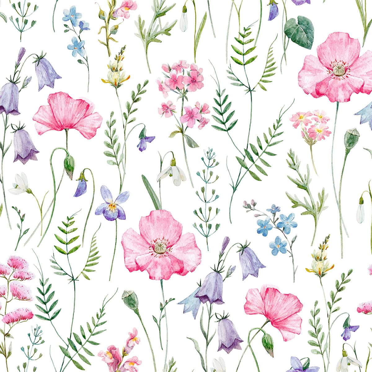 Floral Upholstery Fabric for Chairs,Pink Poppy Floral Fabric by The Yard,Watercolor Garden Flowers Famhouse Botanical Fabric for Upholstery and Home DIY Projects,1 Yard,(L92*W150cm) Pink