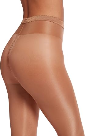 Wolford Neon 40 Denier Tights Pantyhose for Women Semi Sheer Brilliant Shine Soft Logo Waistband Invisible Reinforced Toe