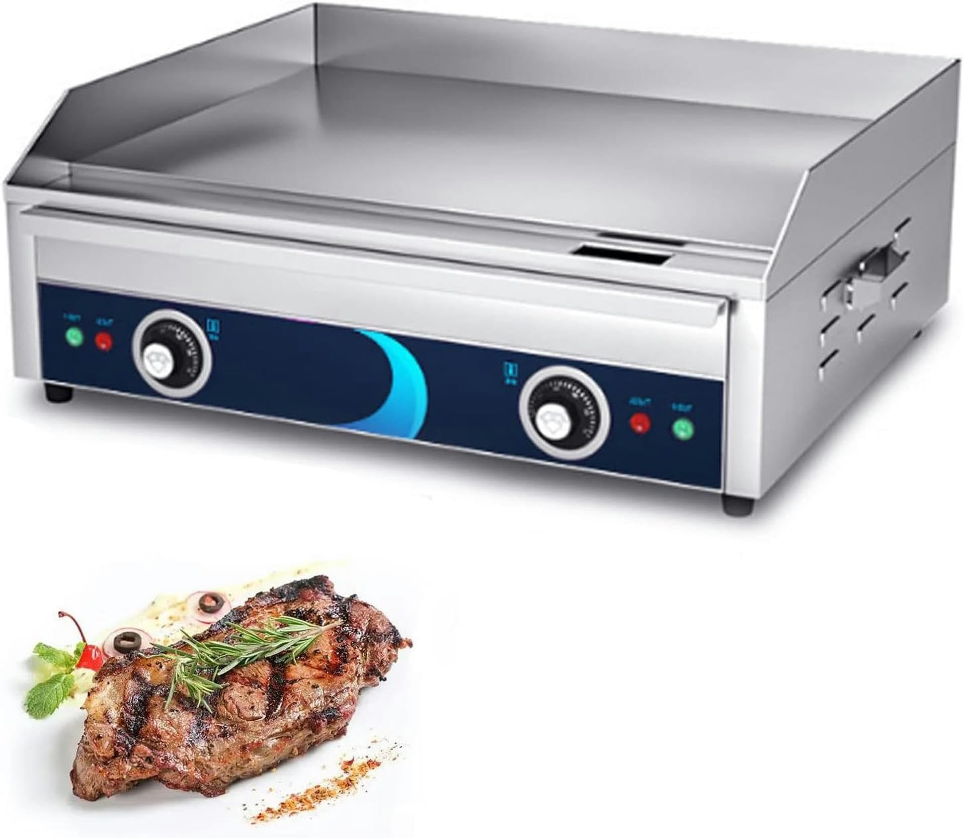 Griglia Commerciale in Acciaio Inossidabile per Barbecue Barbecue Ristorante 220~240 V Spina UE, Bistecchiera 50℃ a 250℃ Griglia Professionale con Temperatura Regolabile per Casa Ristorante,24p-1pc