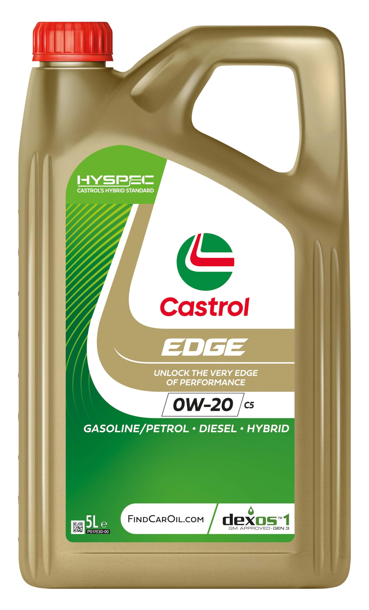 CastrolEDGE 0W-20 C5 Engine Oil 5L, Gold