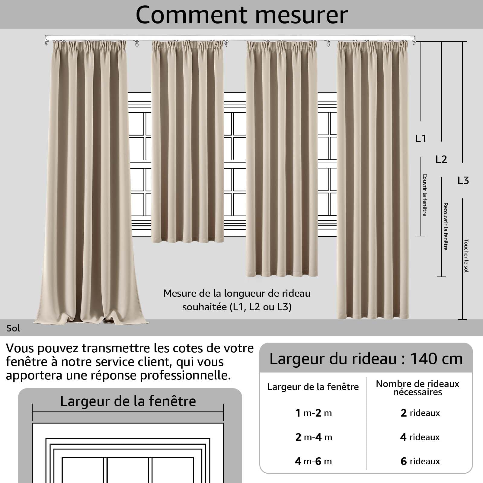 TOPICK Rideau Occultant 2Pcs avec Galon Fronceur 140x220,Beige | Isolation Lumineux,Tenture Opaque Moderne Décoration, pour Chambre Maison Salon Porte Bureau Intérieurs