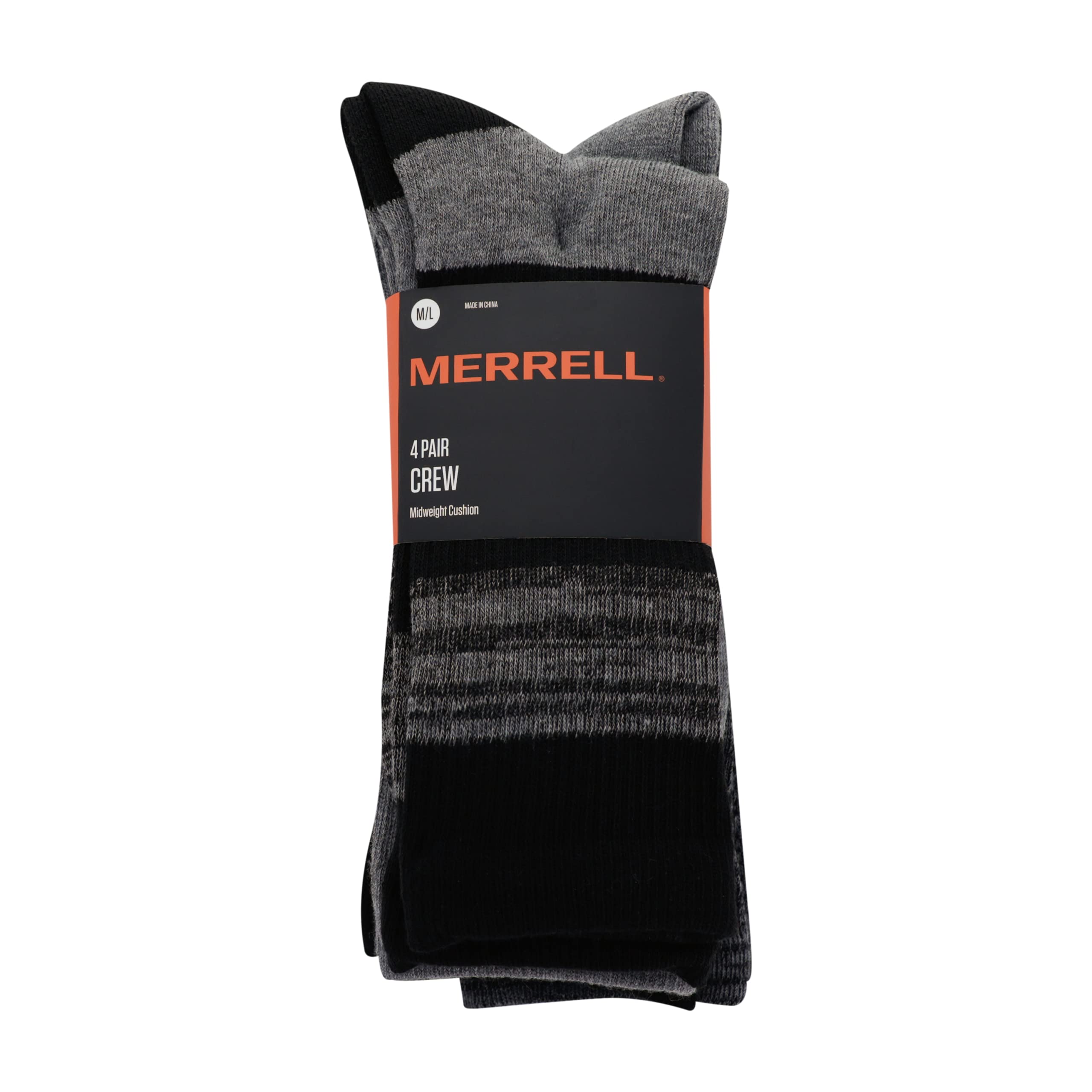 Merrell Men's And Women's Cushioned Midweight Crew Socks - 4, 8, 12 Pairs - Moisture Wicking Equipaggio Unisex - Adulto (Pacco da 4)