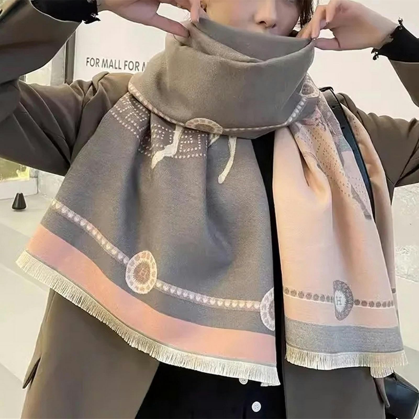 Echarpe Homme Chaleur Hivernale Polyvalente Écharpe en Cachemire D'imitation Multifonctionnelle