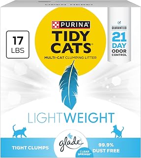 Purina Tidy Cats Lightweight Glade Clear Springs Multi-Cat Clumping Litter, Low Dust, Scented, 17 lb Box