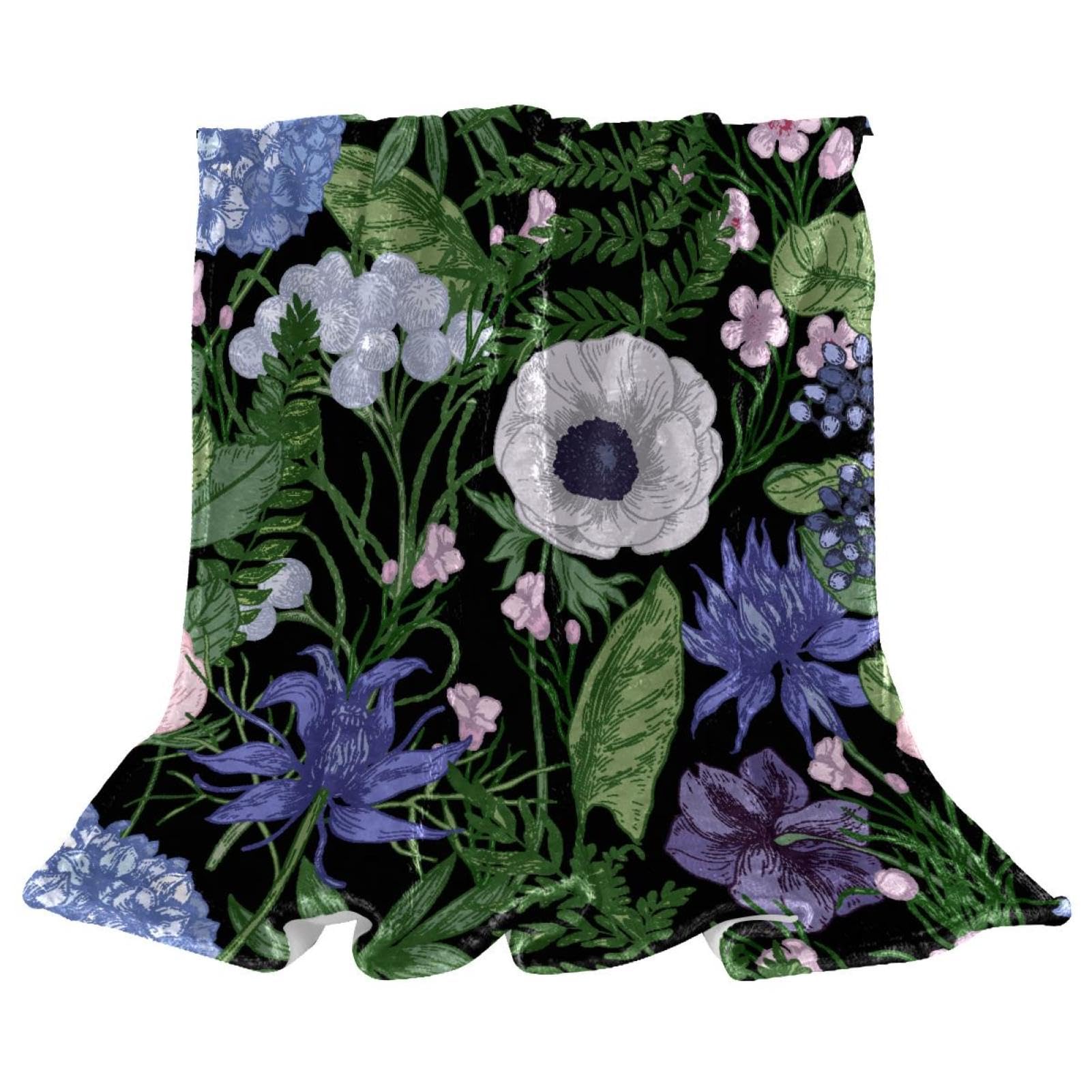Couverture polaire feuilles florales ultra douce et chaude pour canapé