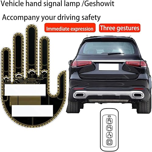 Miniatura 3 de Zquwopk Gesto Glo para coche, letrero LED de gesto para coche, parpadeo de dedo, parpadeo de dedo, mano-luminosa para carro, parpadeo de dedo para